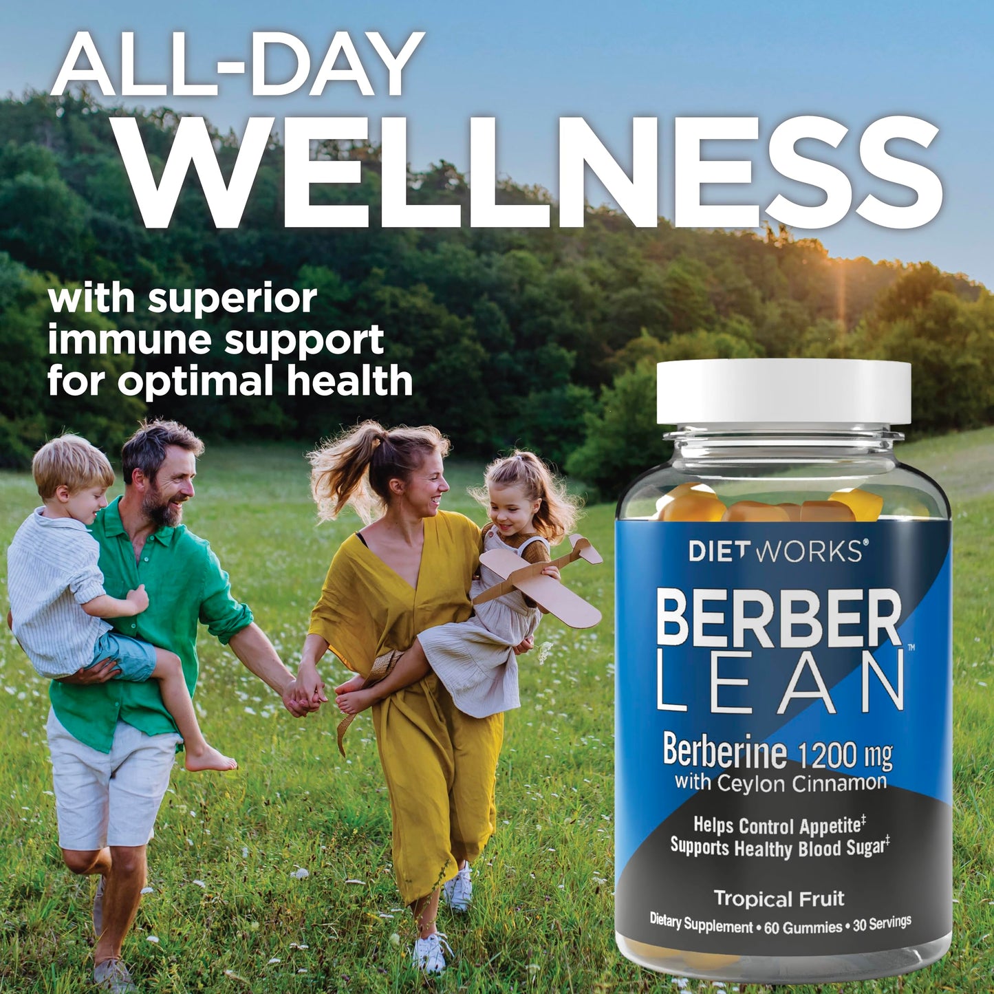 DietWorks BerberLean Gummies with Ceylon Cinnamon, Berberine Gummies, Gummies, 60 Count