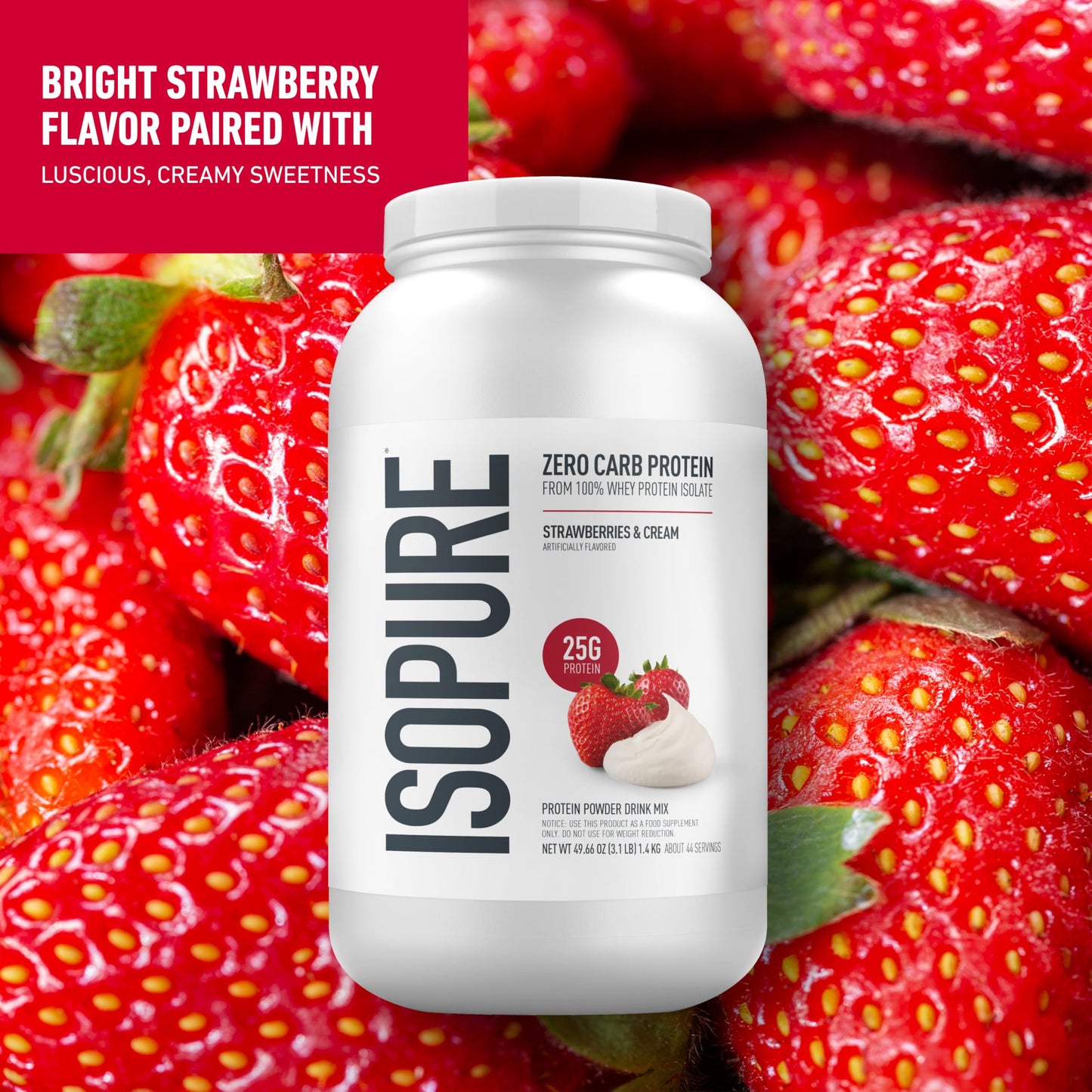 Isopure Zero Carb 100% Pure Whey Isolate Protein Powder, 1360 g