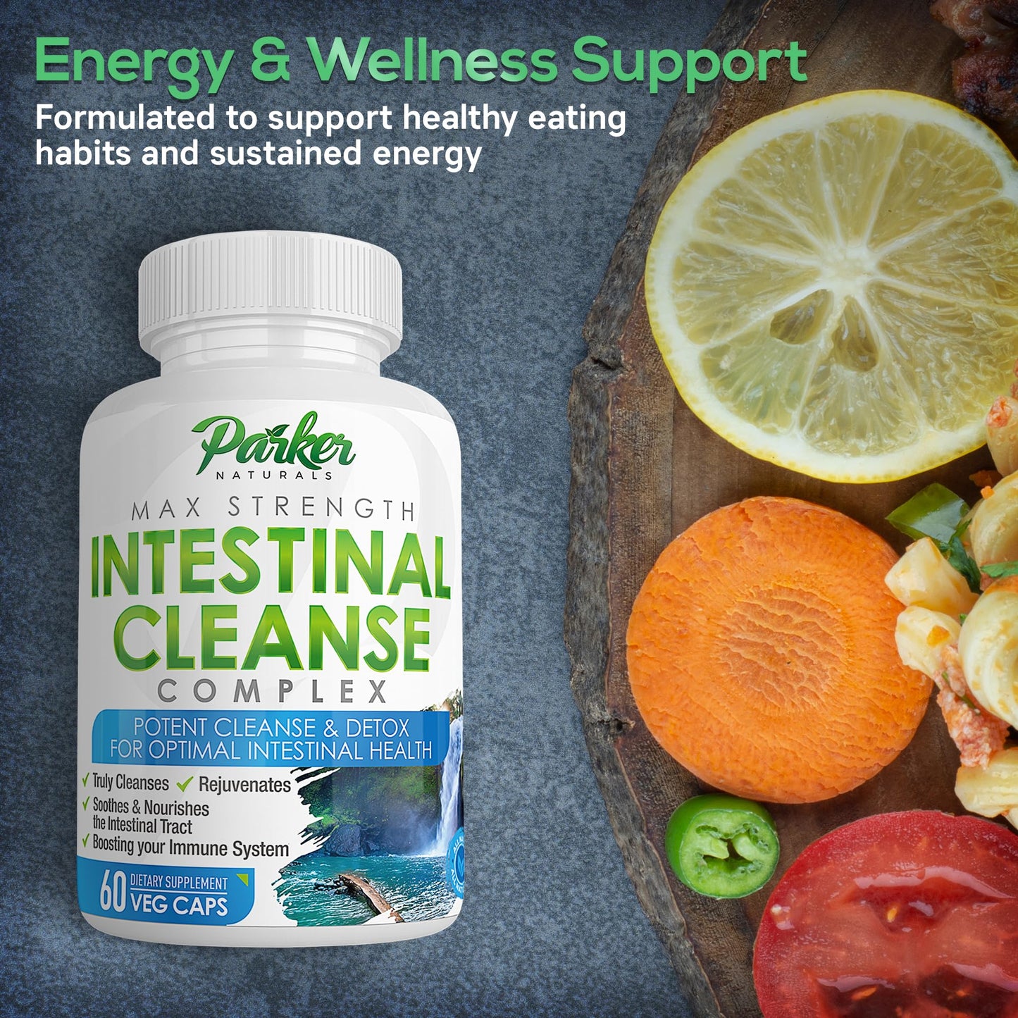 Parker Naturals Intestinal Cleanse for Adults – Extra Strength Intestine Cleanse and Detox Supplements with Black Walnut Hull, Wormwood, and Echinacea, 60 Capsules