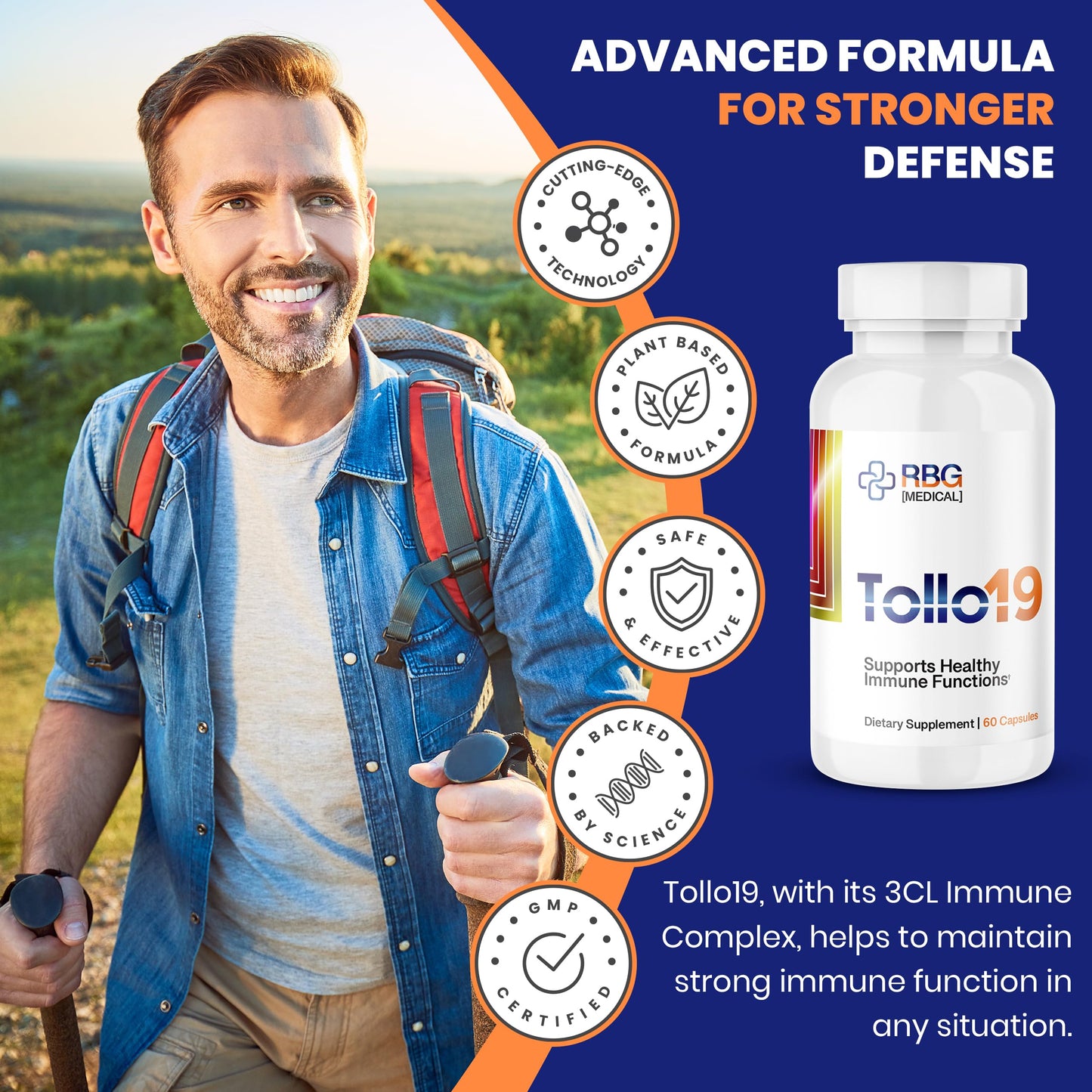 Research Biotech Group Tollo19 Immune Support Supplement Capsule 60 Count