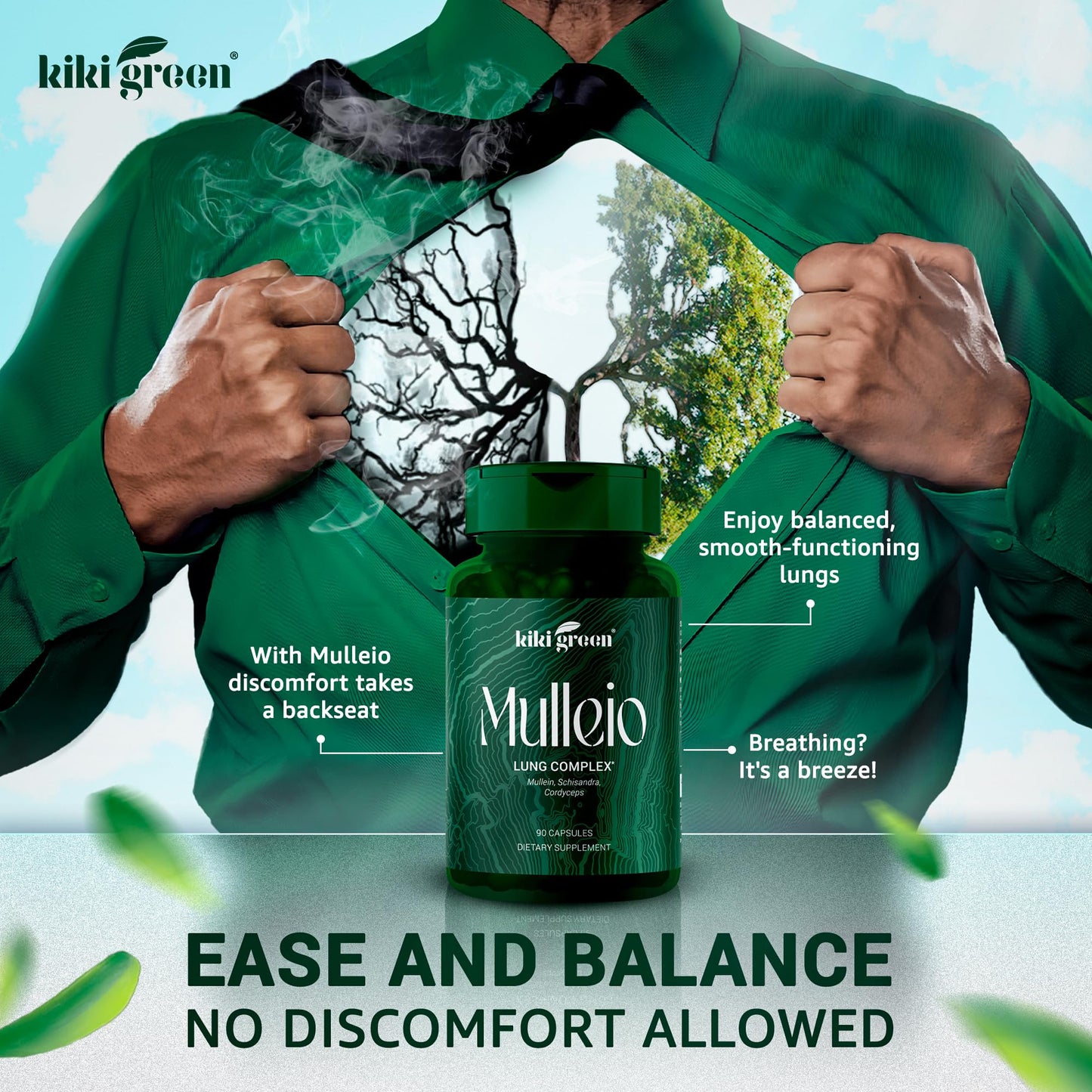 KIKI Green Mulleio Lung Health Capsules, 90 Count