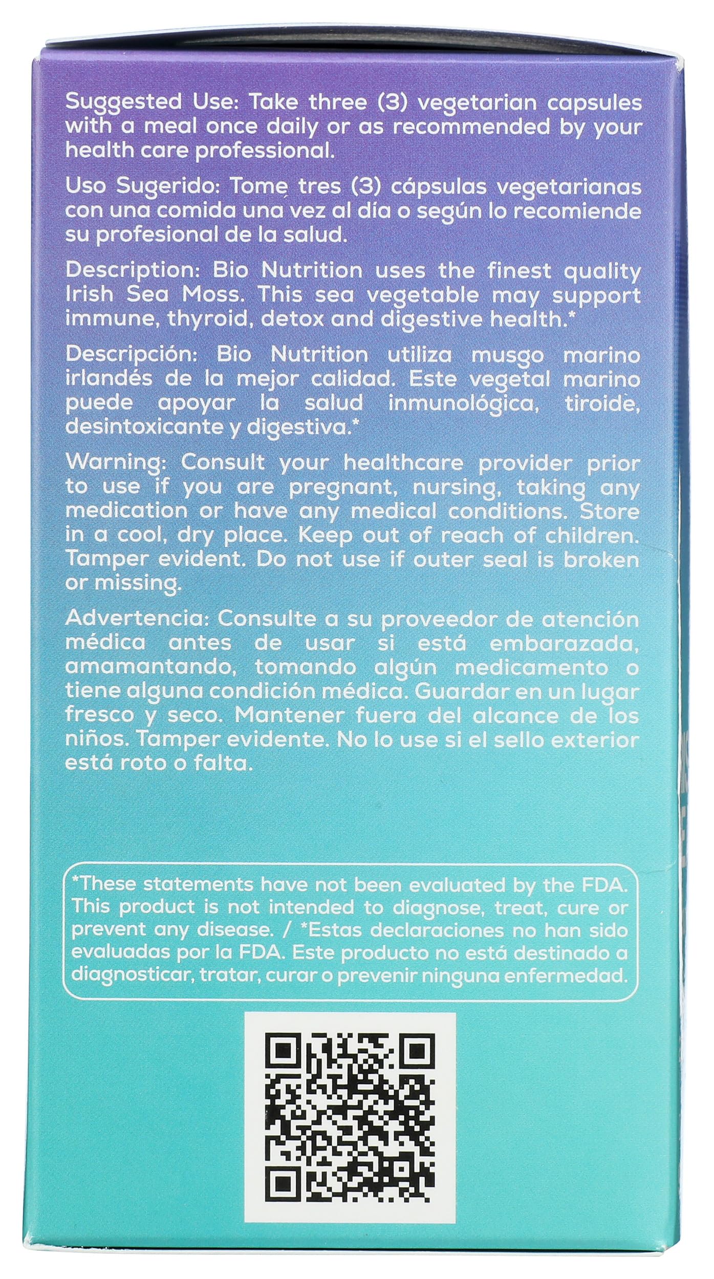 Bio Nutrition Irish Sea Moss Veggie Capsules 90 Count