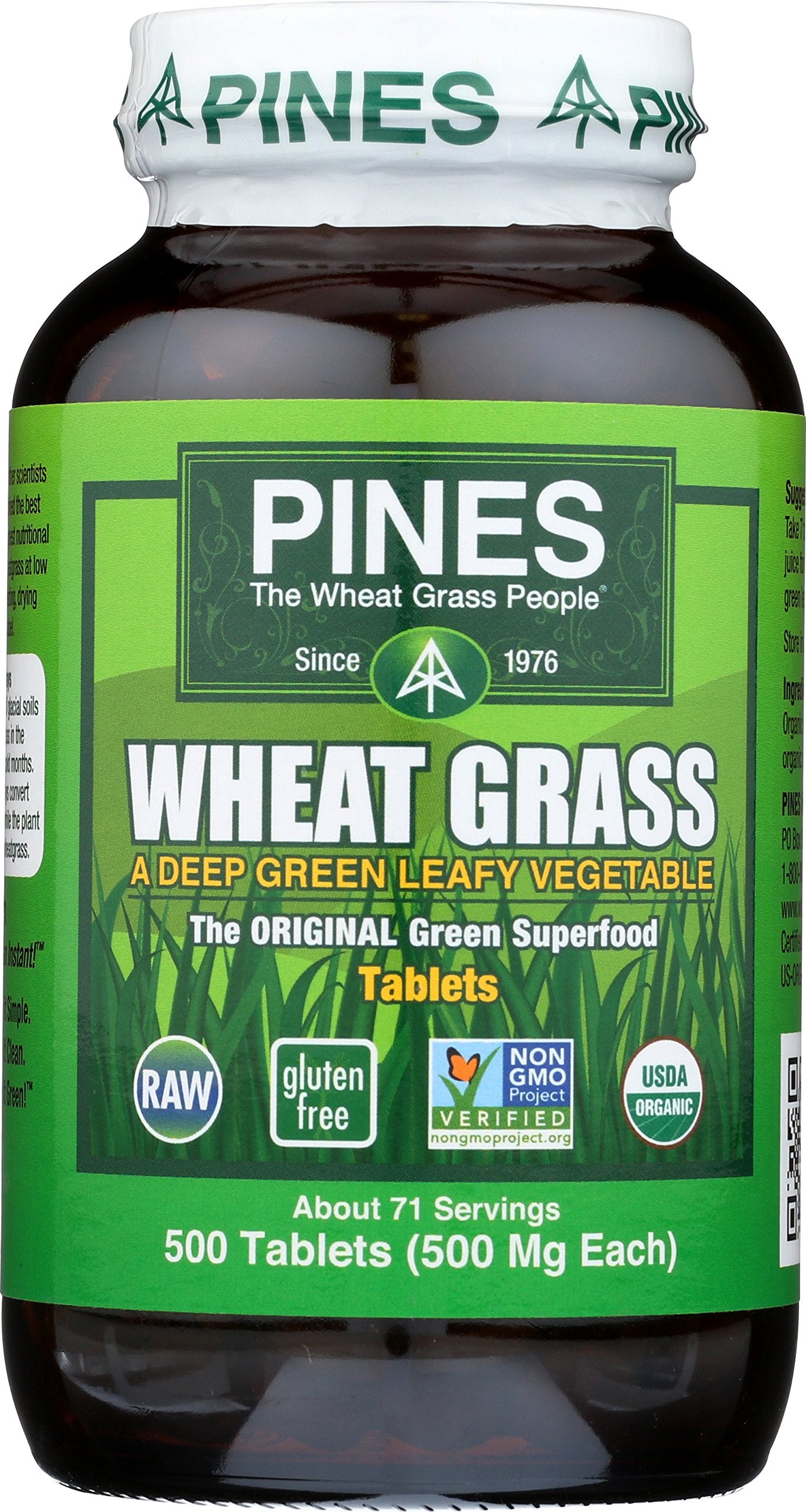 Pines Organic Wheat Grass Tablets, 500