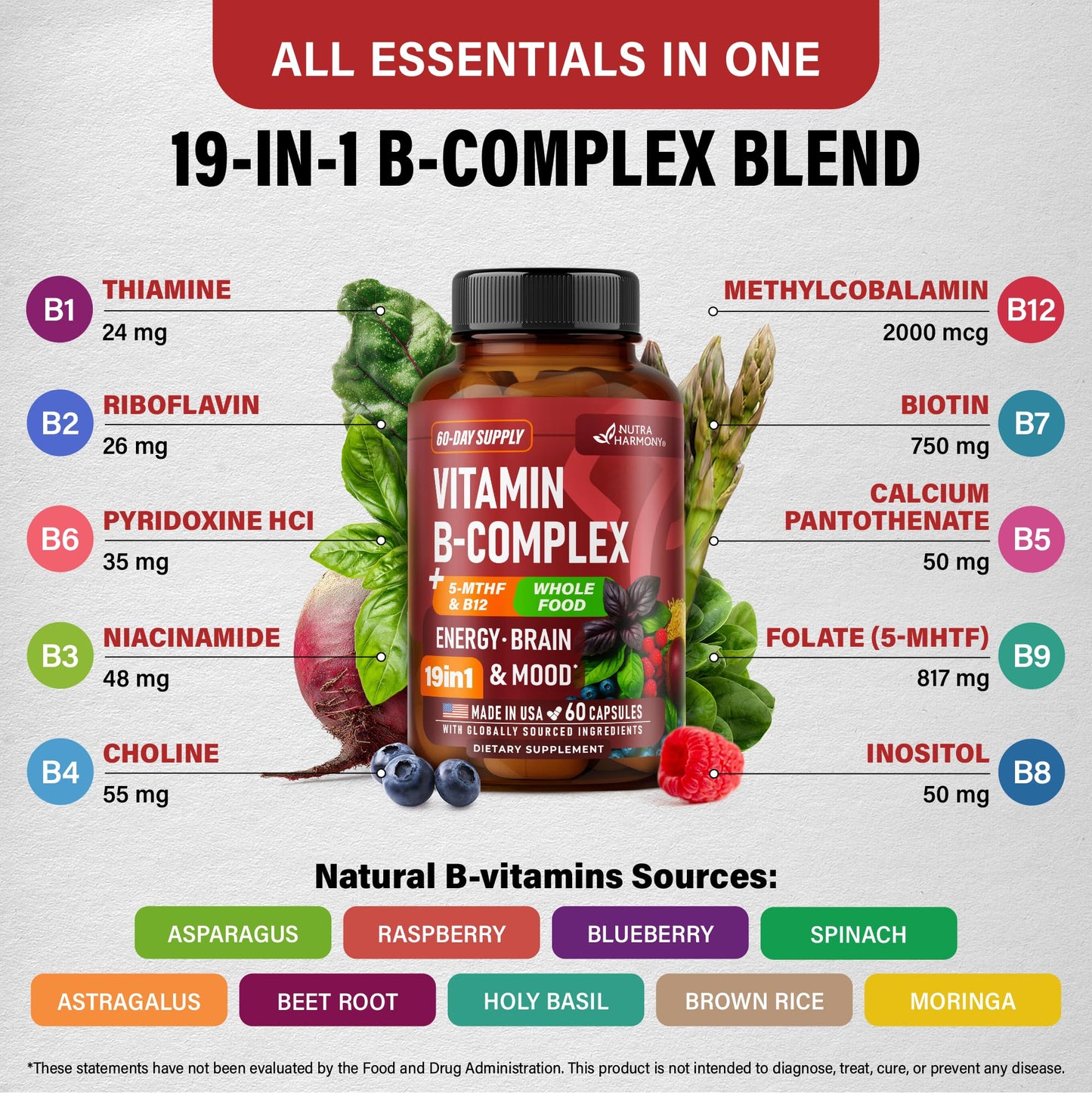 NUTRAHARMONY Vitamin B Complex 60 Capsules
