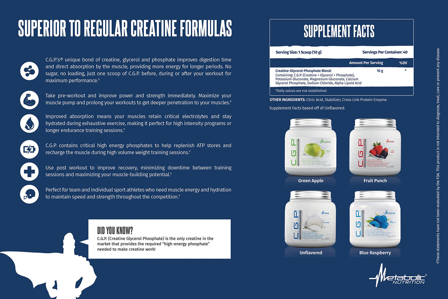 Metabolic Nutrition CGP Creatine Glycerol Phosphate Powder 14.1 oz