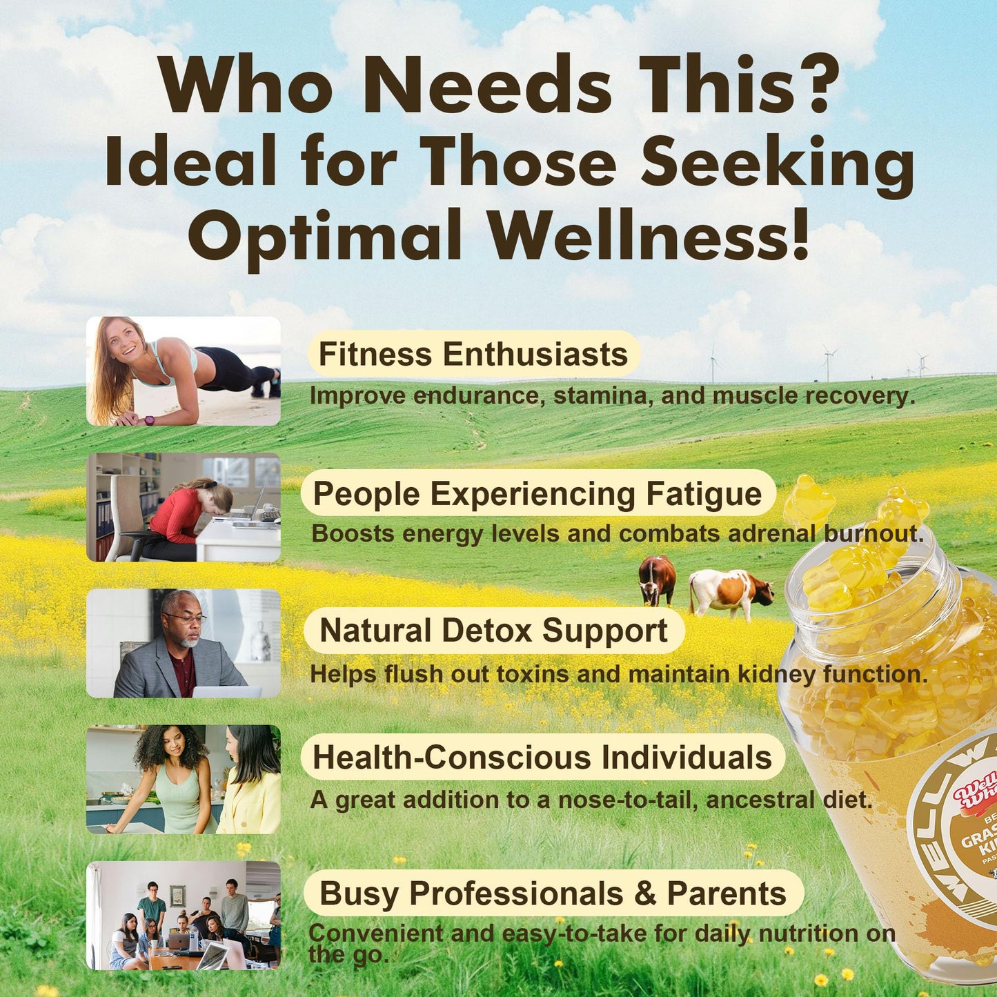 Well&Whole Grass Fed Beef Kidney Gummies DAO Enzyme & Histamine Balance Support Supplement, Gummy, 60 Count