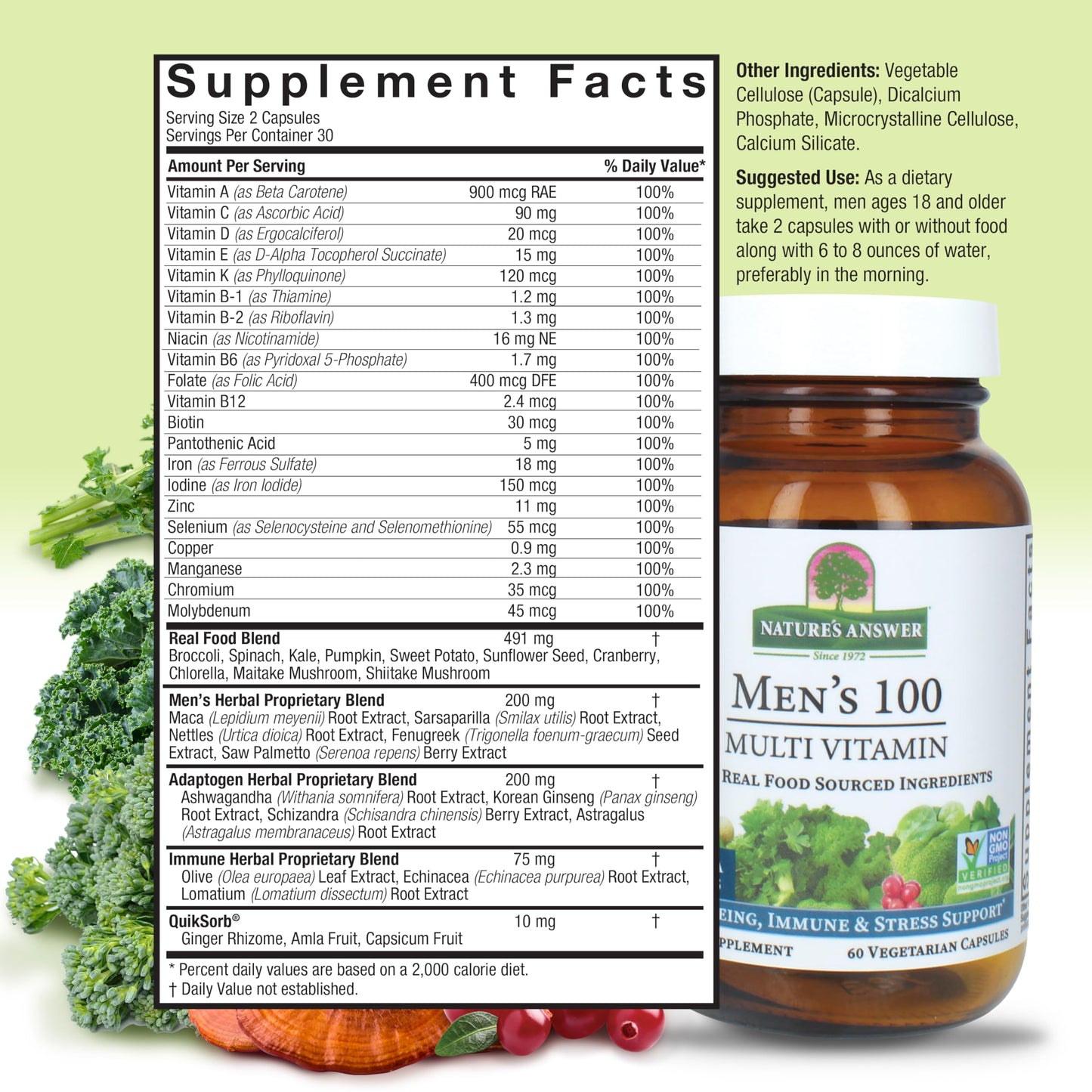 Nature's Answer Men's 100 Multivitamin Vegetarian Capsules 60