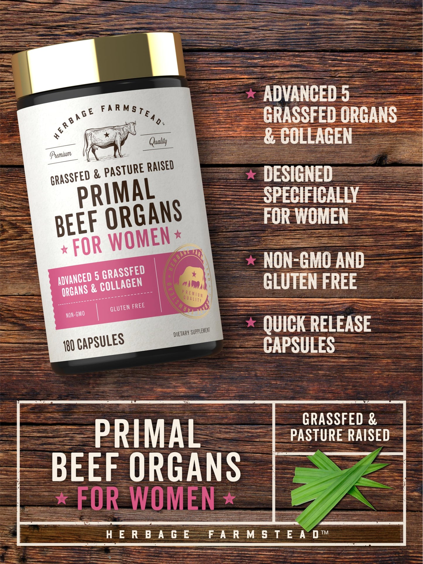 Carlyle Beef Organ Supplement for Women 180 Capsules