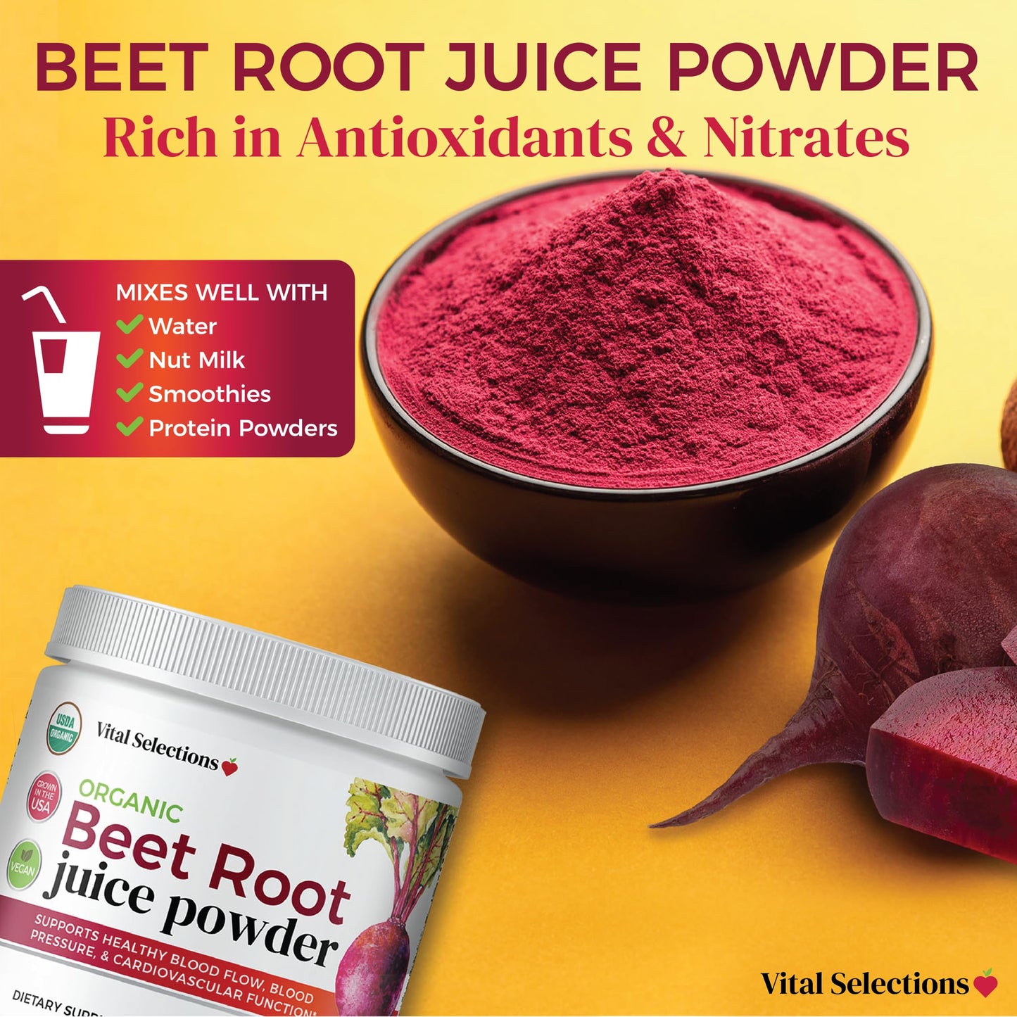 Vital Selections 100% Organic Beet Root Juice Powder, 6