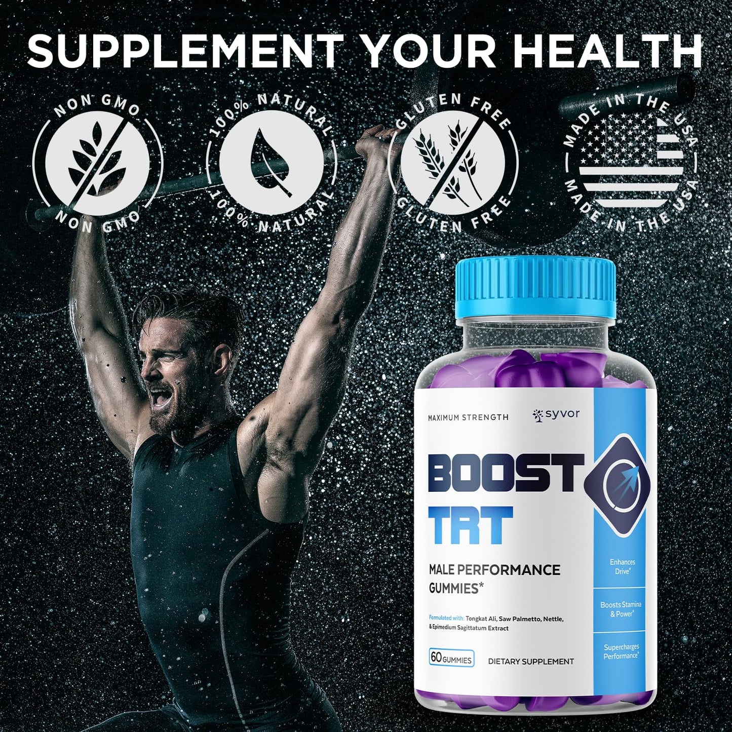 Syvor Boost TRT Gummies for Men, 60 Gummies