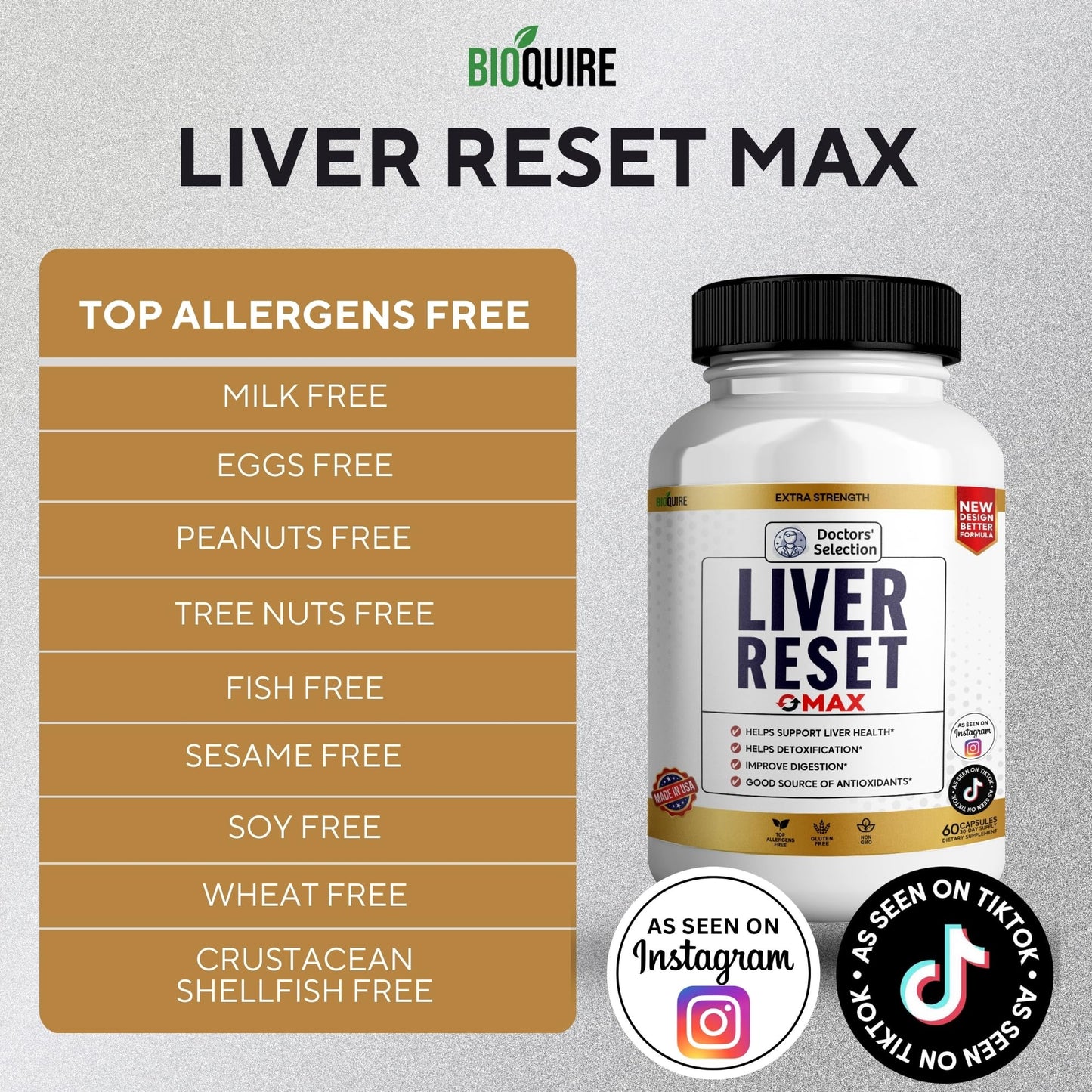 BIOQUIRE Liver Reset Max Extra Strength Supplement Capsules 60