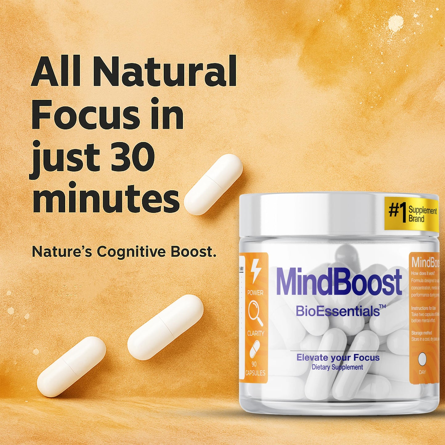 BioEssentials MindBoost 10-Ingredient Nootropic Stack Citicoline 280mg & L-Tyrosine 280mg – Cognitive Function & Mental Focus – PS 100mg + Uridine Creatine ALA Mg Zn, 60 Capsules