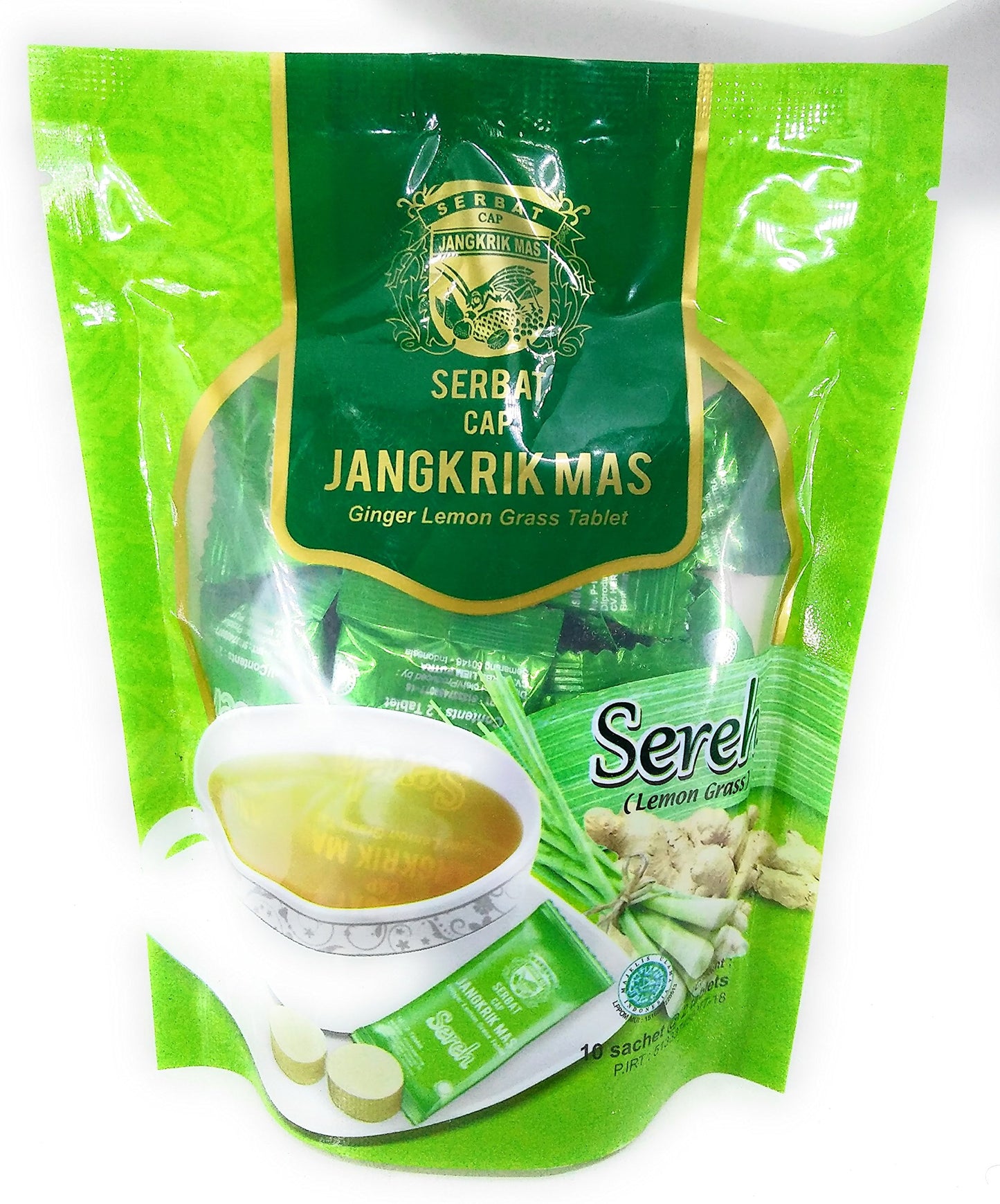 Cap Jangkrik Mas Serbat Ginger Lemon Grass, 10 Tablets