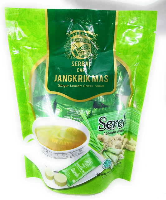 Cap Jangkrik Mas Serbat Ginger Lemon Grass, 10 Tablets