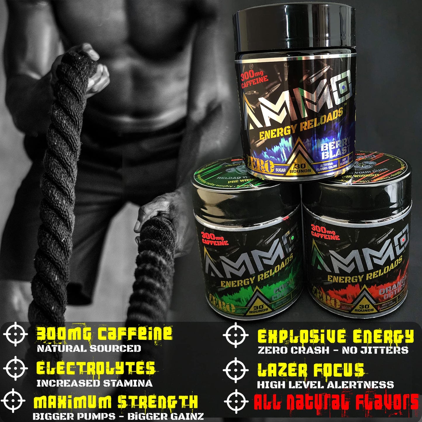 AMMO Energy Reloads Pre Workout Powder 7.4 Ounce