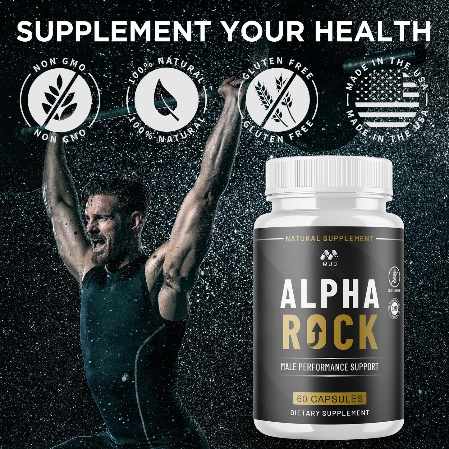 MJO Alpha Rock Male Performance Capsules, 300 Capsules