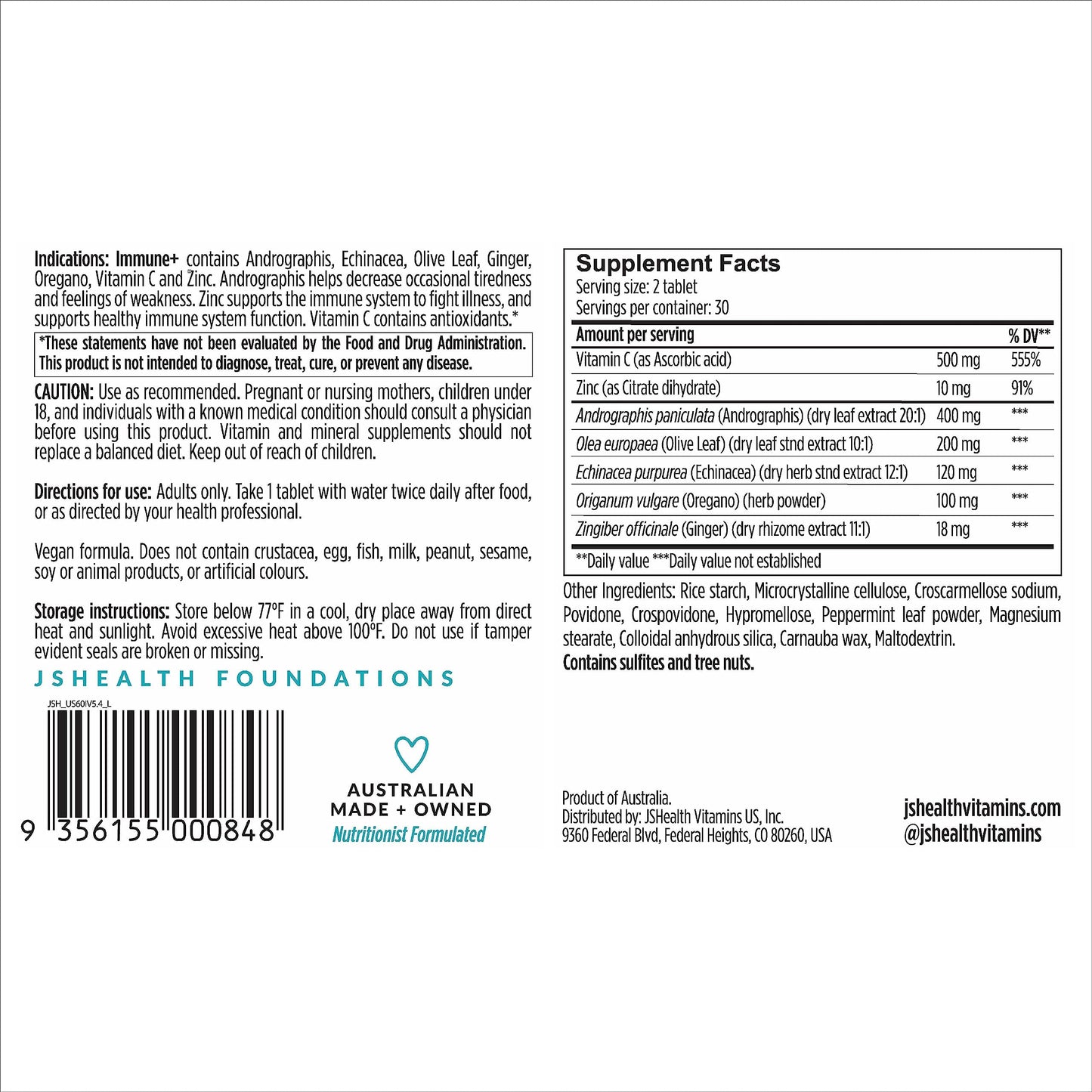 JSHealth Gut Health and Immunity Formula Capsule, 30 Count