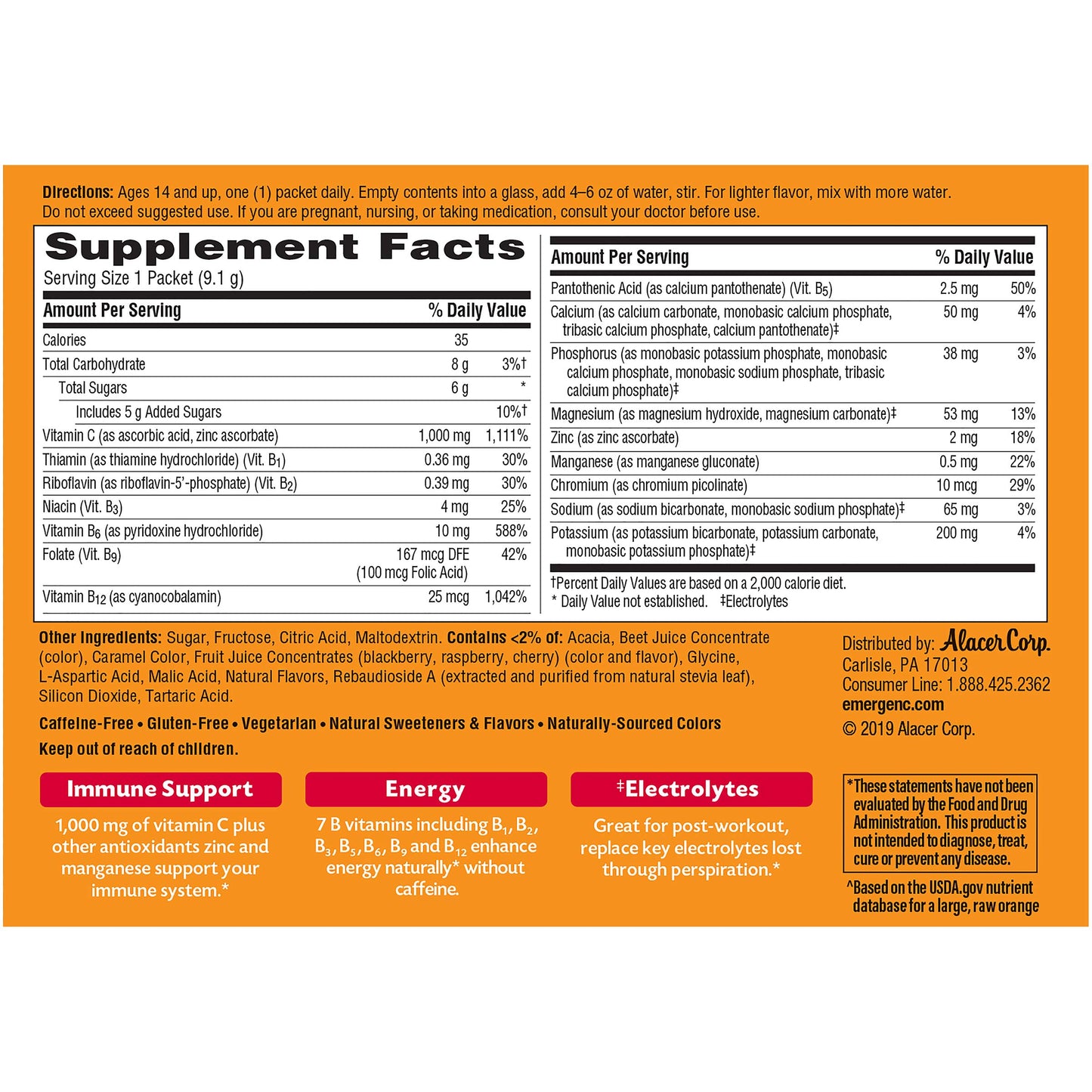 Alacer Emergen-C Raspberry 30 Capsules