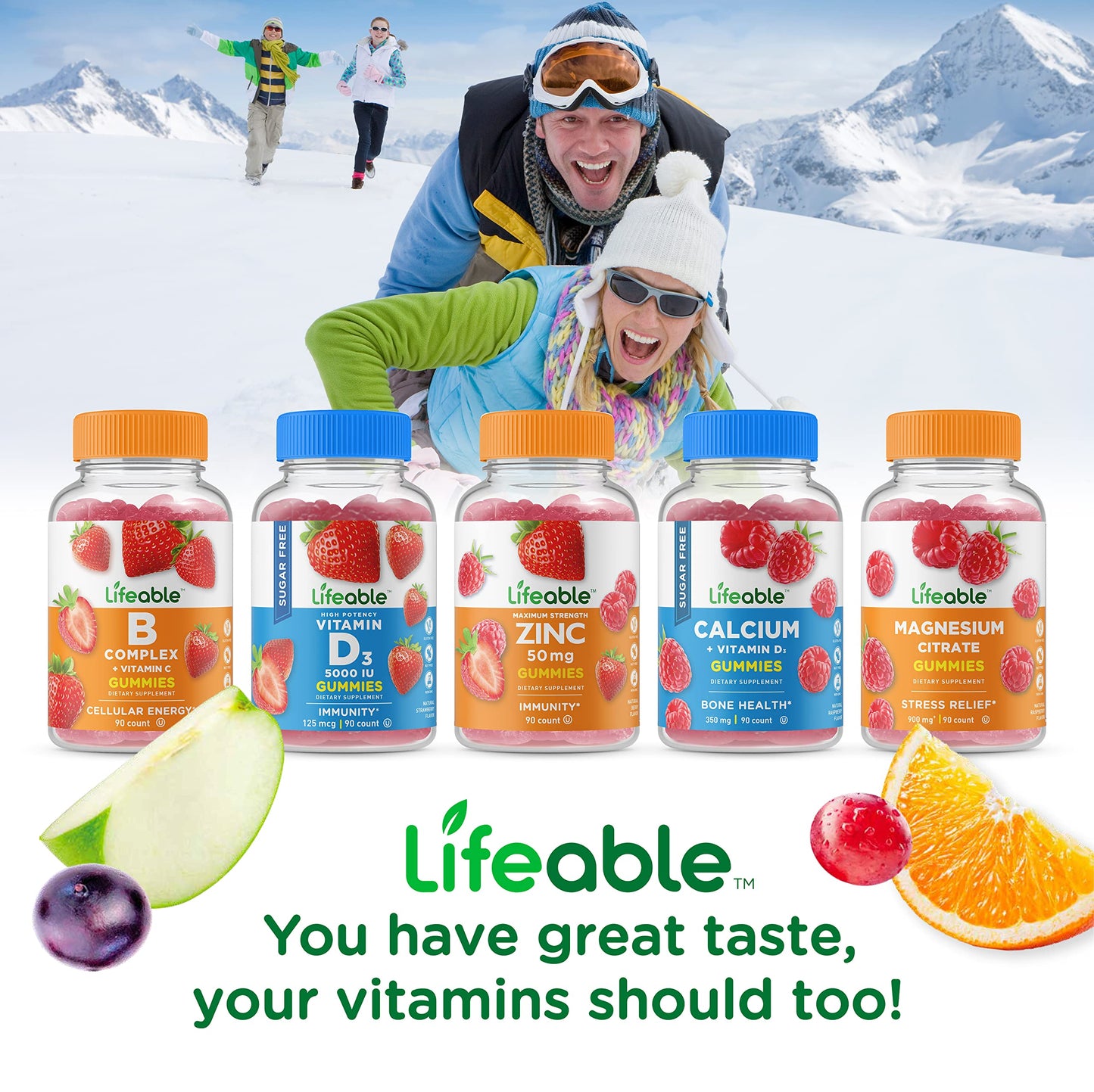 Lifeable Sugar Free Vitamin C + B Complex Gummies, 180 Count