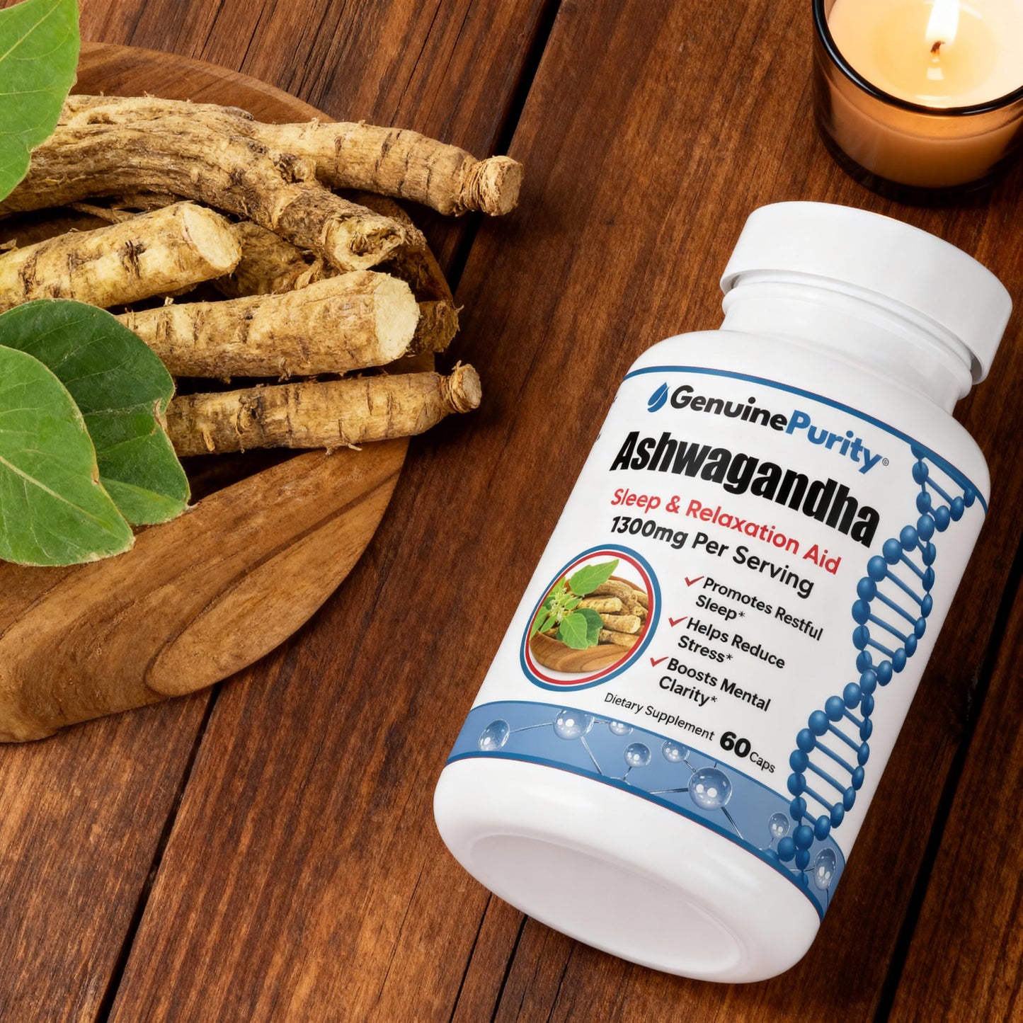 GenuinePurity Organic Ashwagandha Supplement Capsule 60 Count