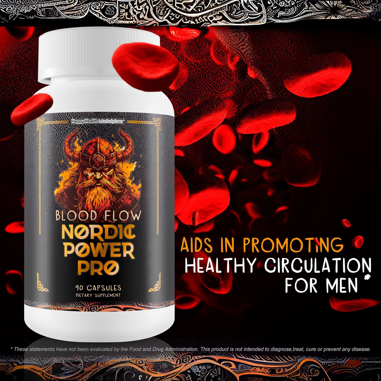 Happy Health Marketplace Blood Flow Nordic Power Pro for Men Capsules 90 Count