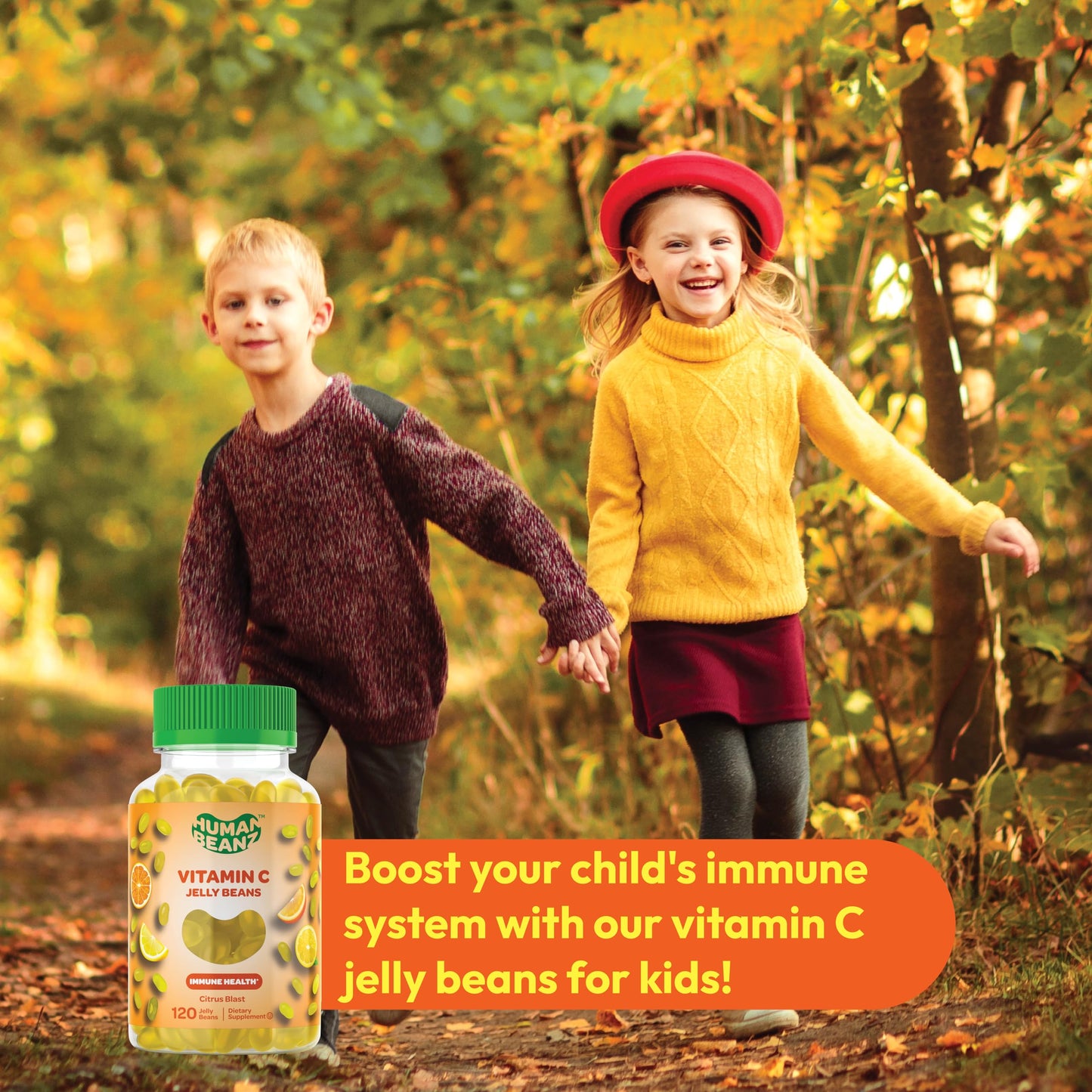 Human Beanz Vitamin C Jelly Bean Gummies for Kids, Gummy, 120 Count