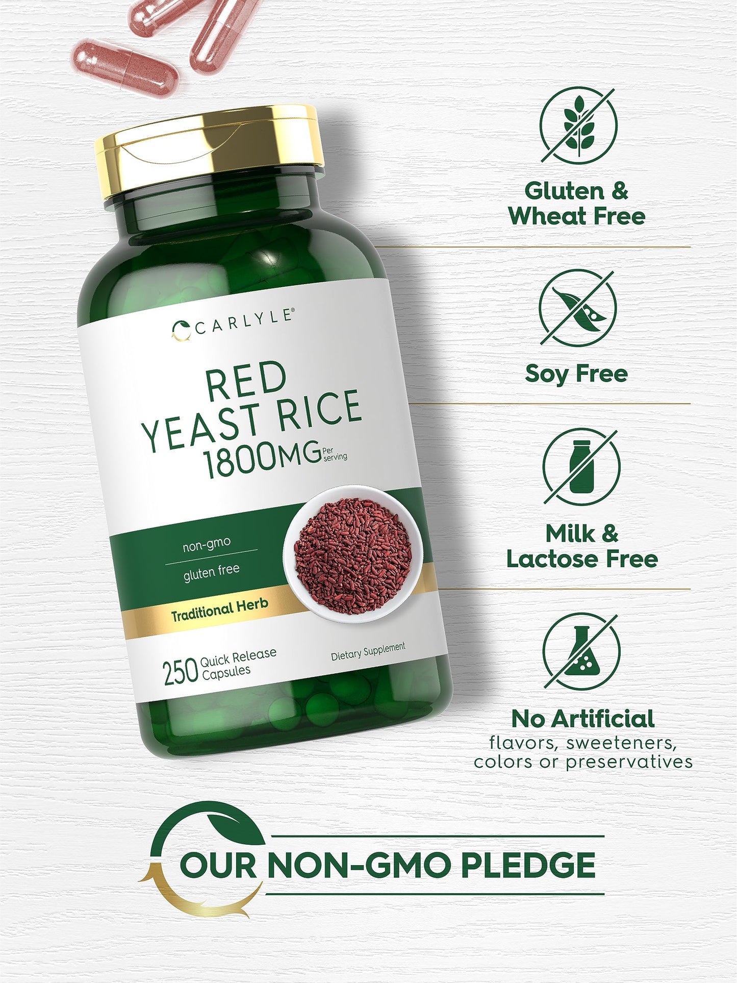Carlyle Red Yeast Rice Supplement 250 Capsules