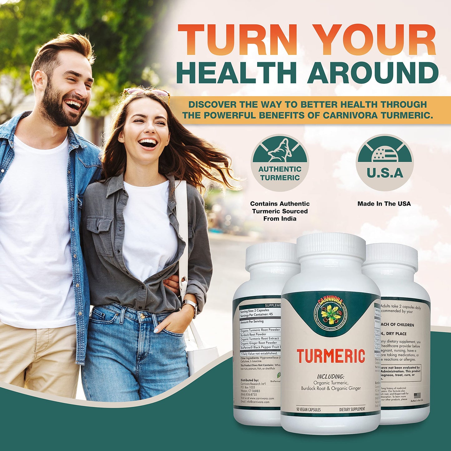 Carnivora Turmeric for Joints and Digestive Health Capsules, 90 Count