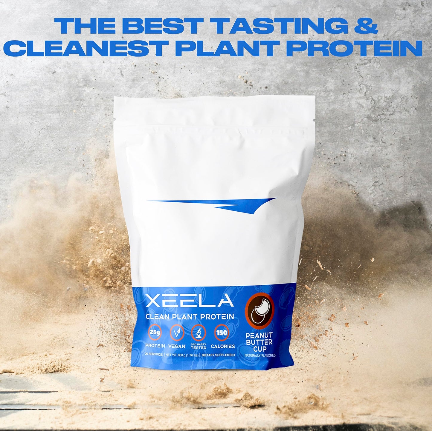XEELA Plant Based Vegan Protein Powder, Pea Protein, Peanut Butter Cup, 25.8911