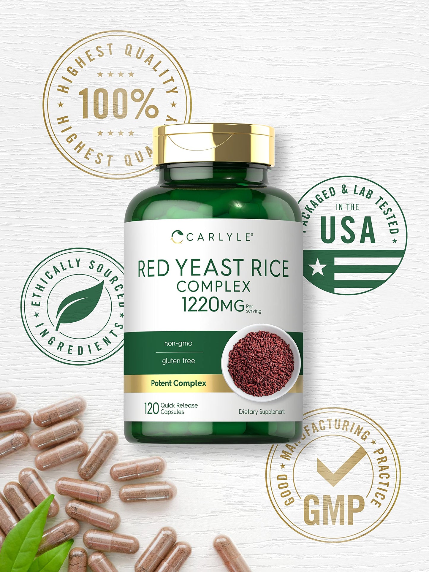 Carlyle Red Yeast Rice Complex with Policosanol, 120 Capsules
