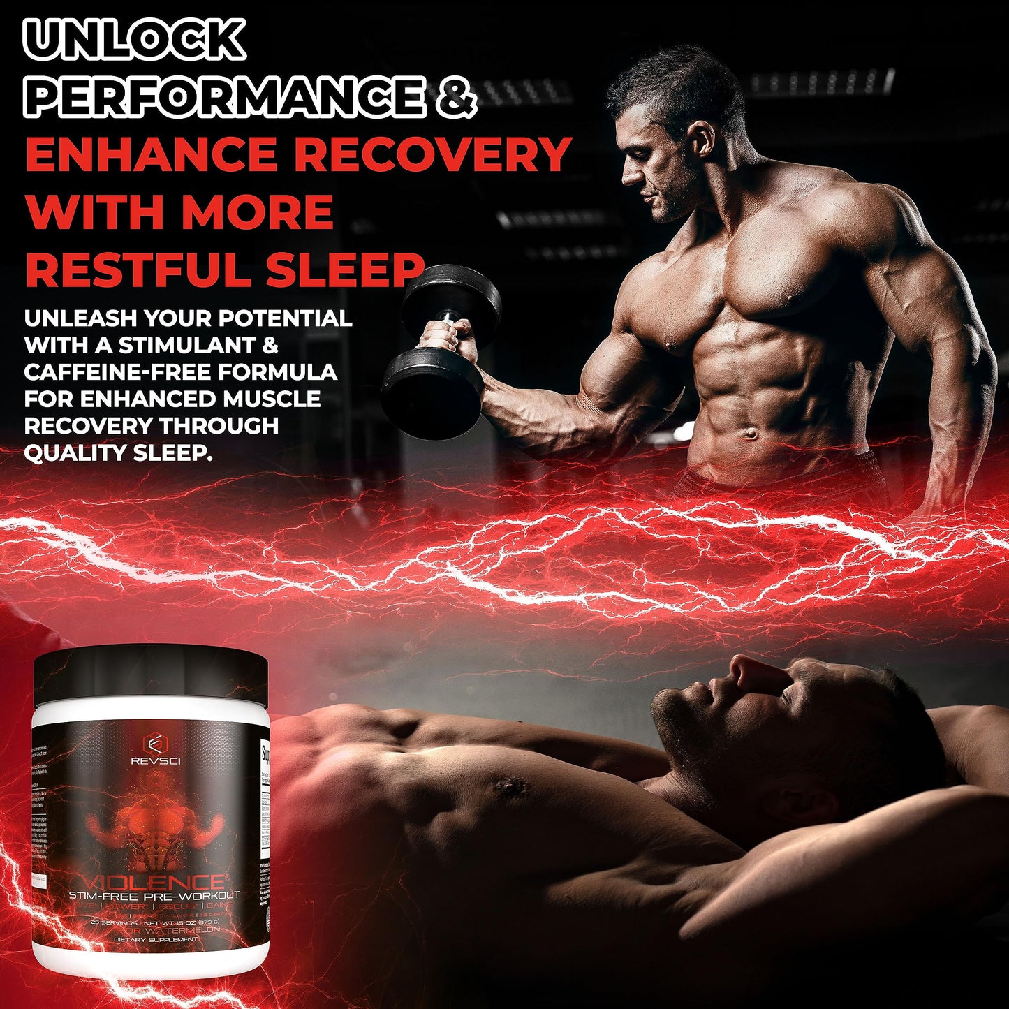 Revolution Science Violence Stim Free Pre Workout Powder Clinically Dosed Powder 15 Servings