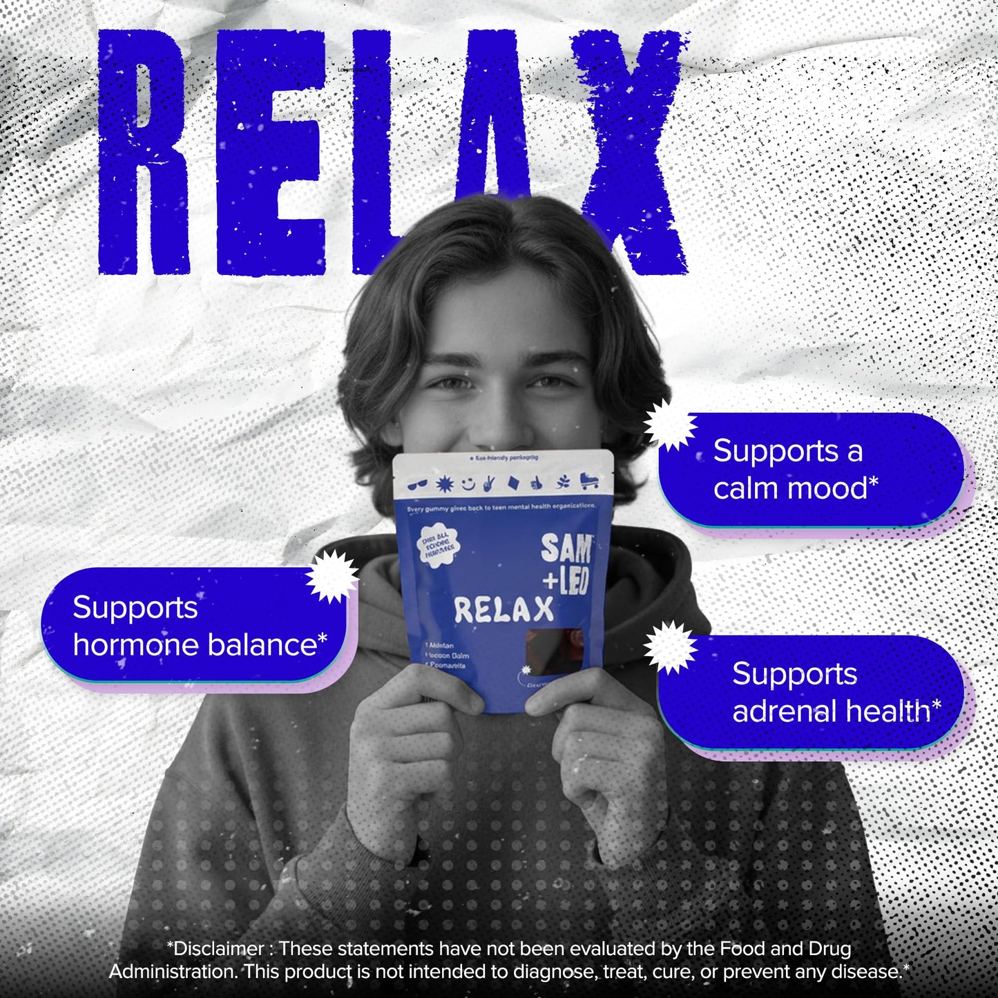 SAM+LEO Relax Gummies with Valerian, Lemon Balm & Chamomile for Kids & Teens – Stress Relief & Relaxation Support – Vegan & Gluten Free, Cherry Flavor, 60 Gummies