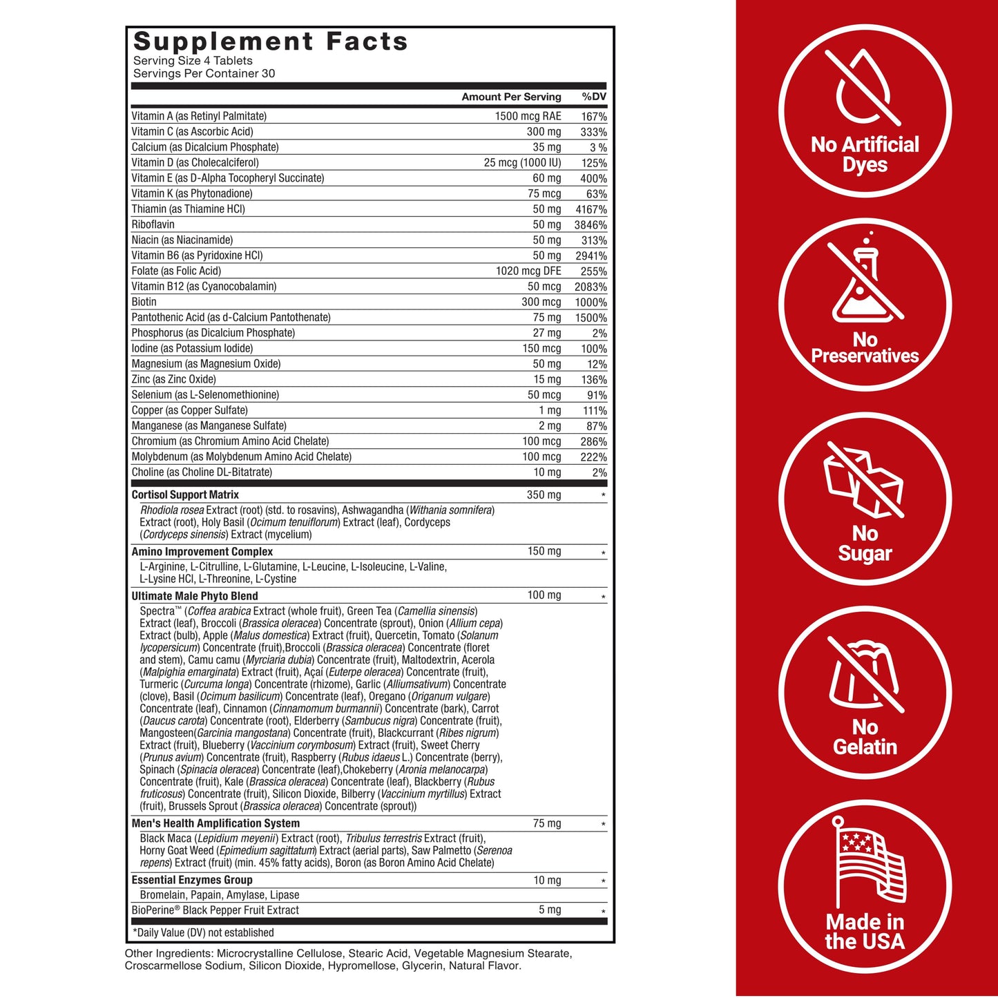 Force Factor Test X180 Multivitamin for Men with Testosterone Support Tablet, 120 Count