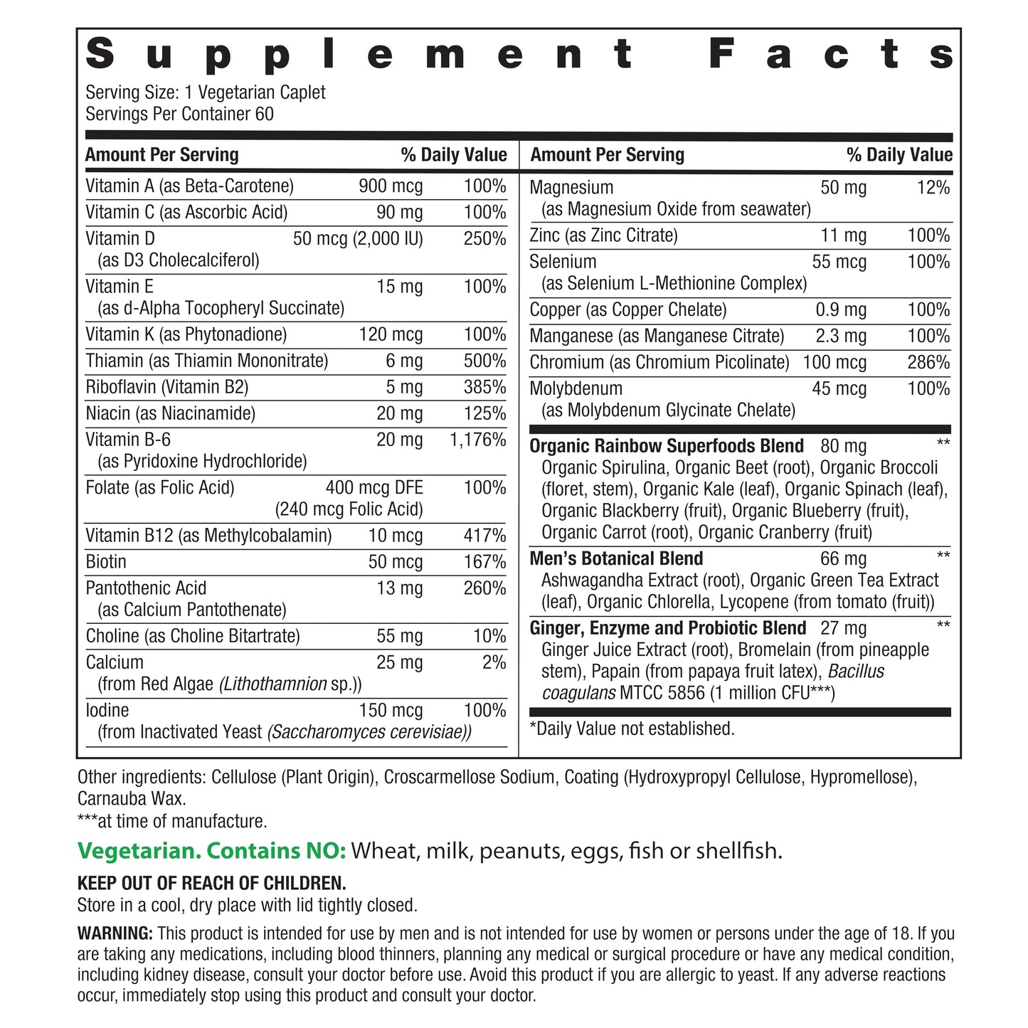 Rainbow Light Mens Multivitamin One + Tablet 60 Count