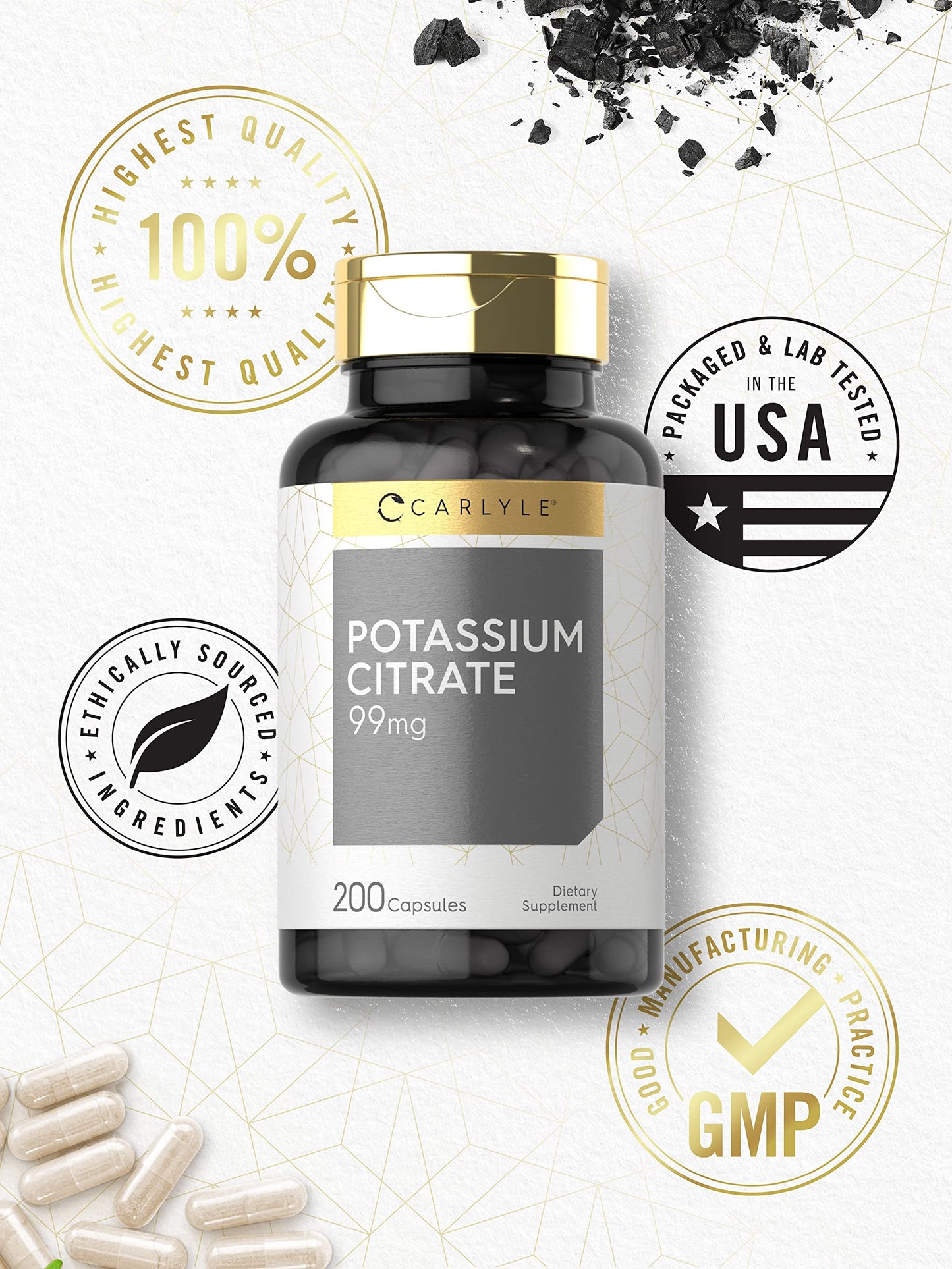 Carlyle Potassium Citrate 99mg Capsules, 200 Count