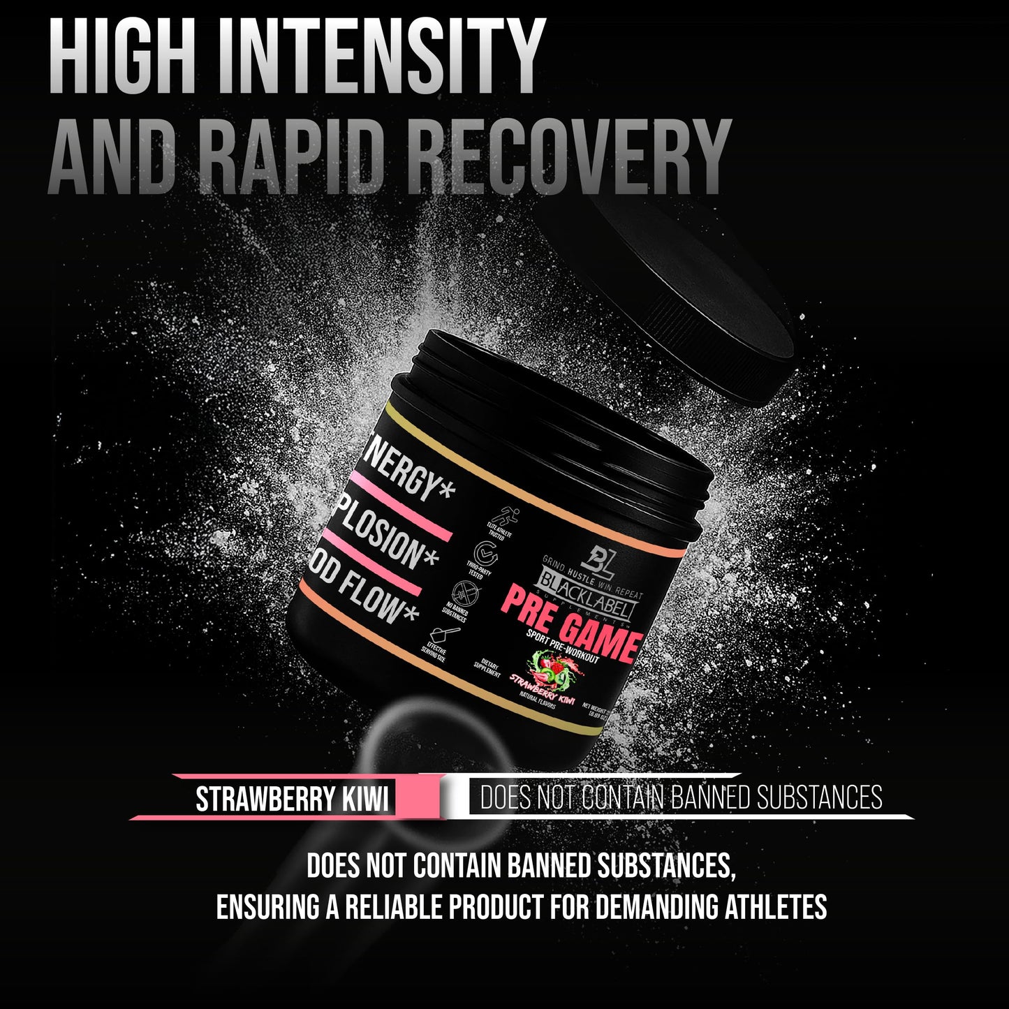 BLACKLABEL Supplements PRE-Game NSF Certified for Sport Pre-Workout Powder 8.89