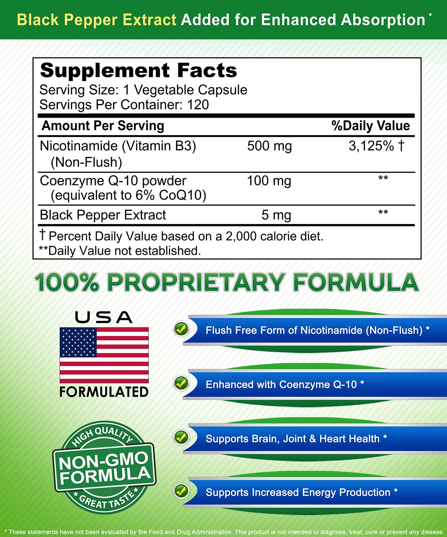 aSquared Nutrition Nicotinamide with CoQ10 120 Capsules