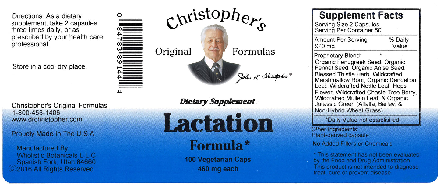 Christopher's Original Formulas Lactation Formula Capsules 100 Count
