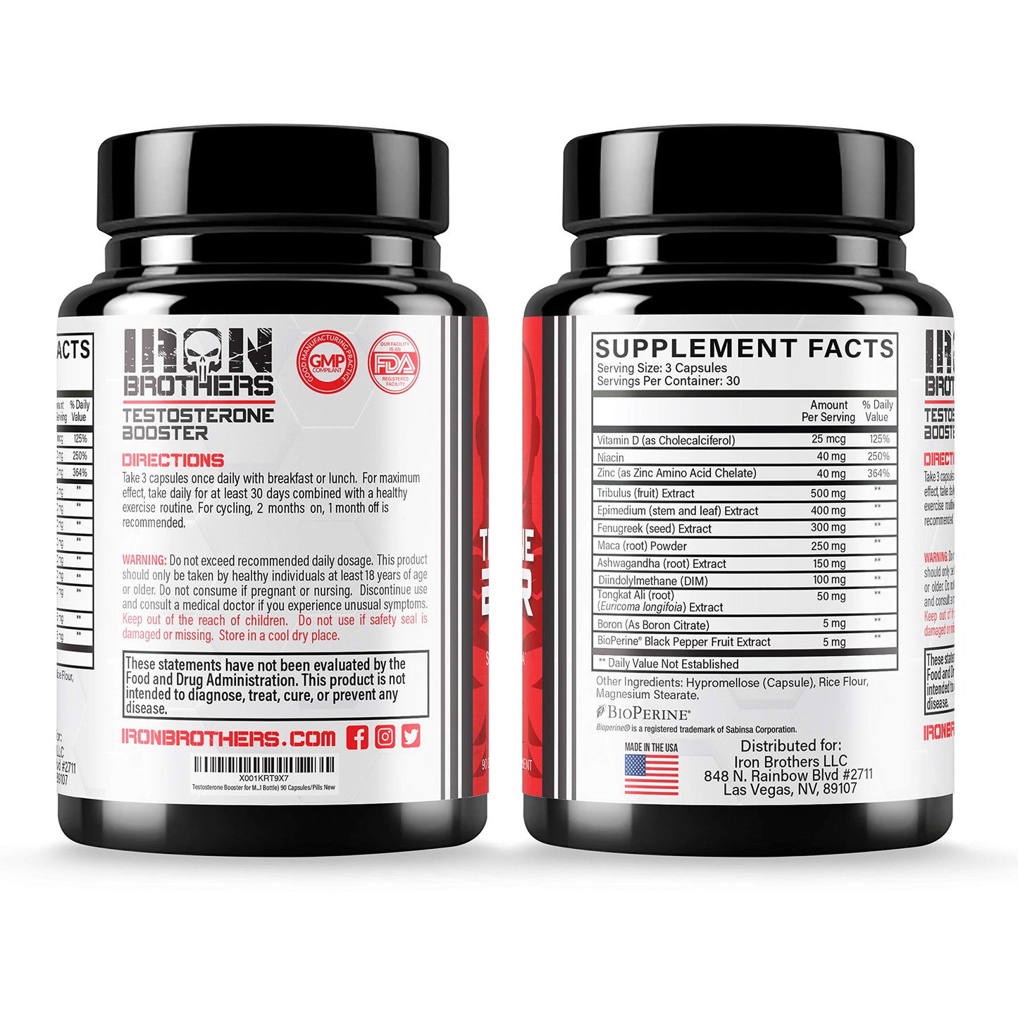 Iron Brothers Supplements Men's Testosterone Support Supplement 270 Capsules