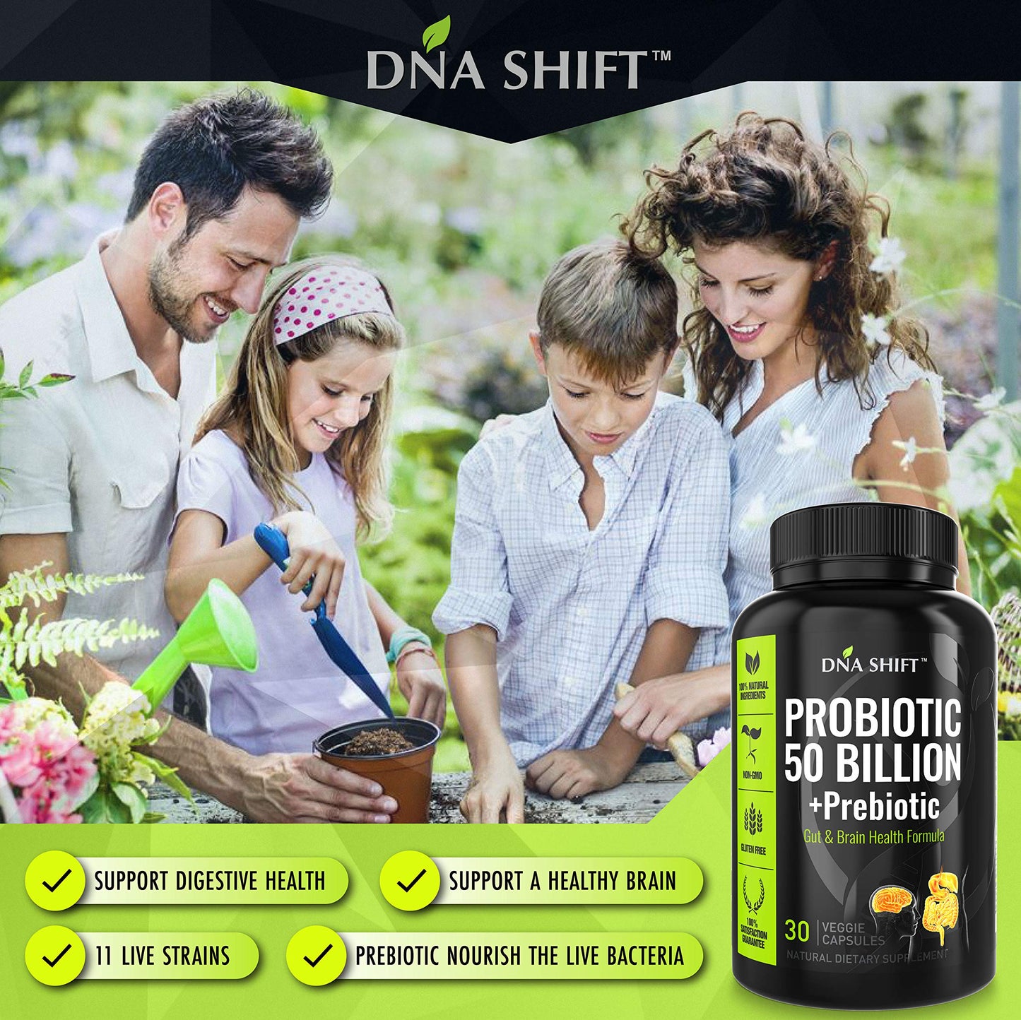 DNA SHIFT Probiotics for Women and Men Capsules, 30 Count