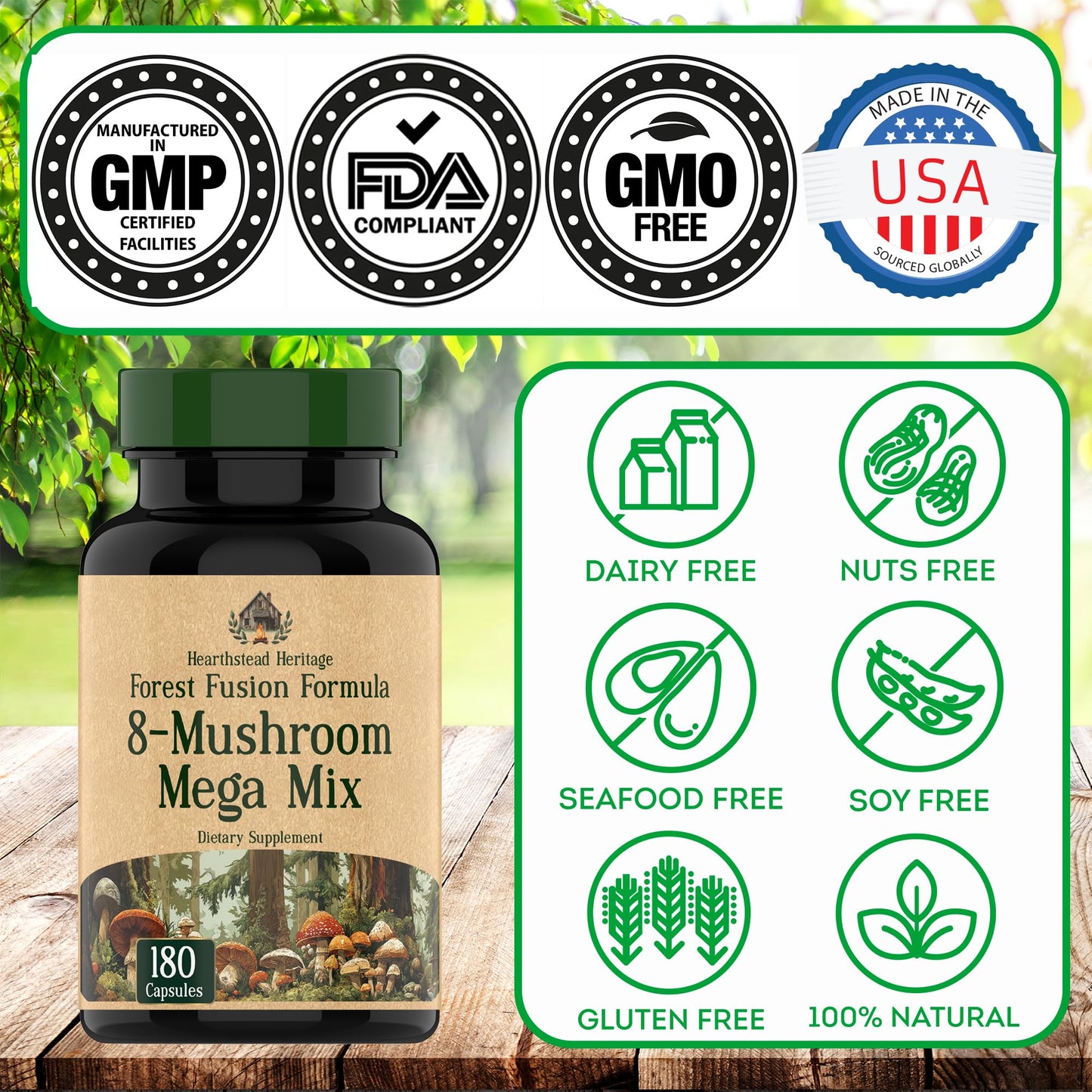 tnvitamins 8 Mushroom Complex Capsules 180