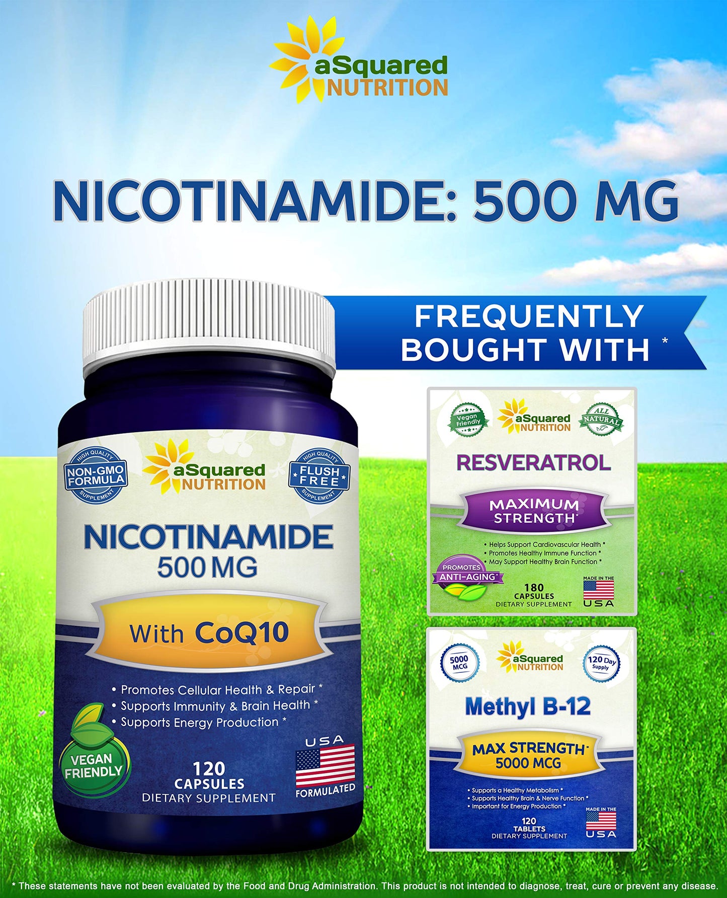 aSquared Nutrition Nicotinamide with CoQ10 120 Capsules