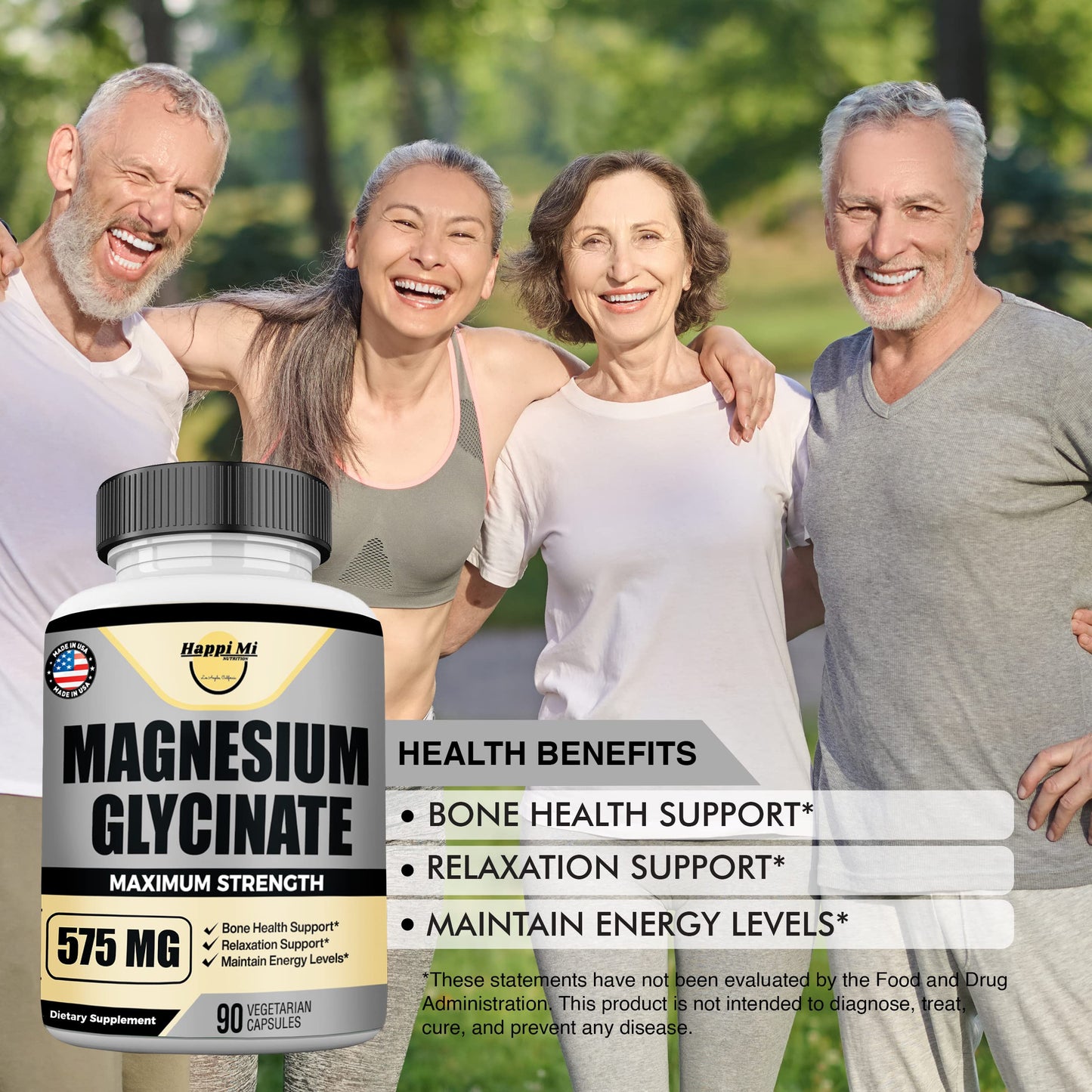 Happi Mi Nutrition Magnesium Glycinate 575mg Capsule, 90 Capsules