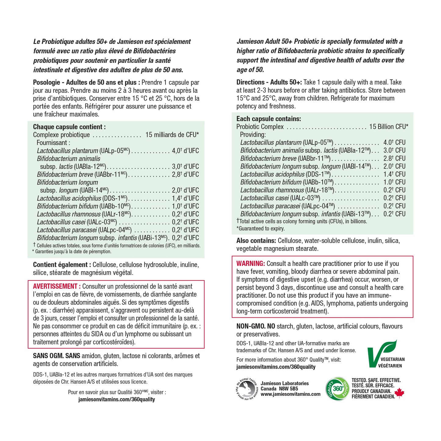 Jamieson Adult 50+ Probiotic Complex, 15 Billion CFU, 30 Vegi Caps