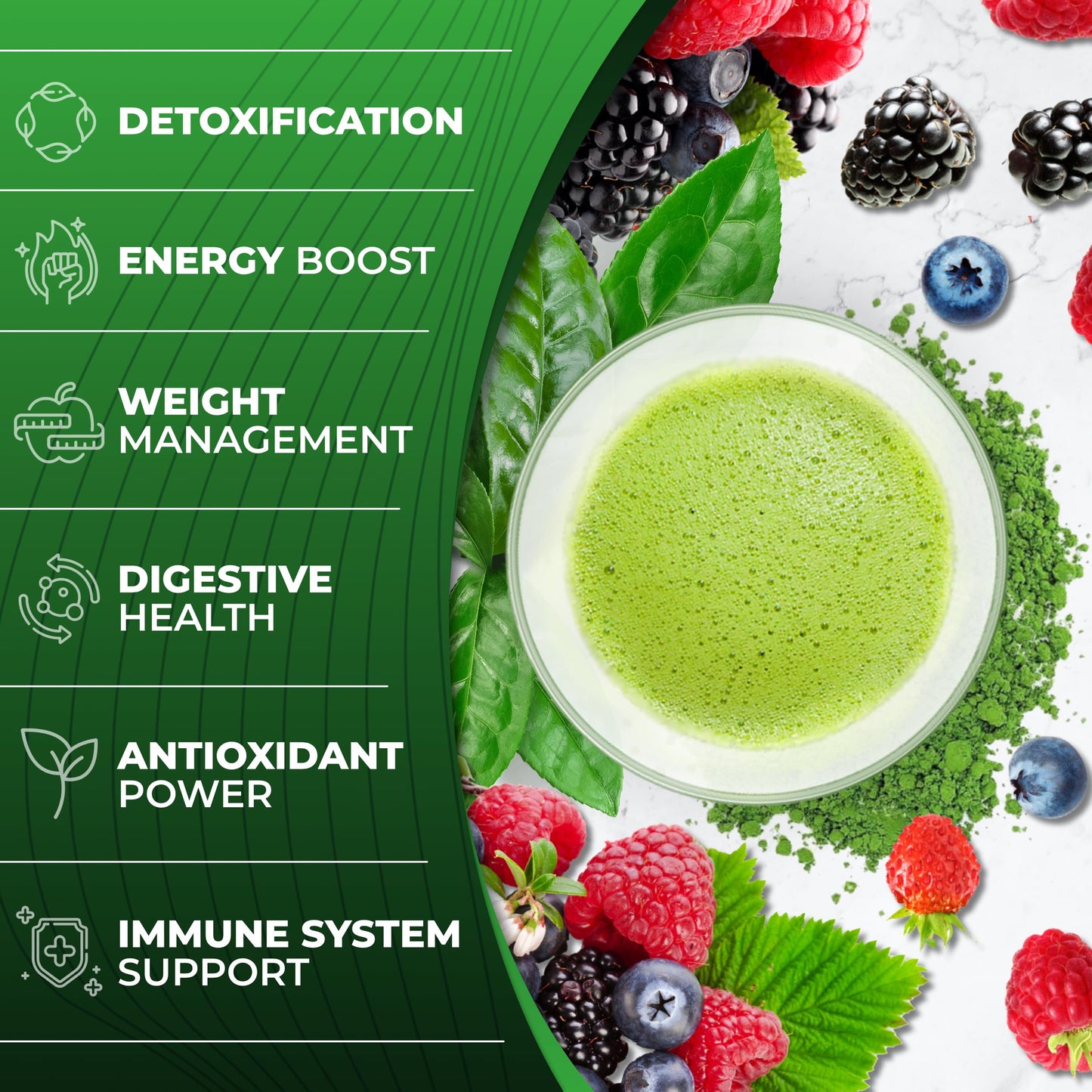 Total Tea Green Powder for Energy & Digestive Health with Turmeric, Amla Powder & Vitamin C - 30 Servings, 7.4