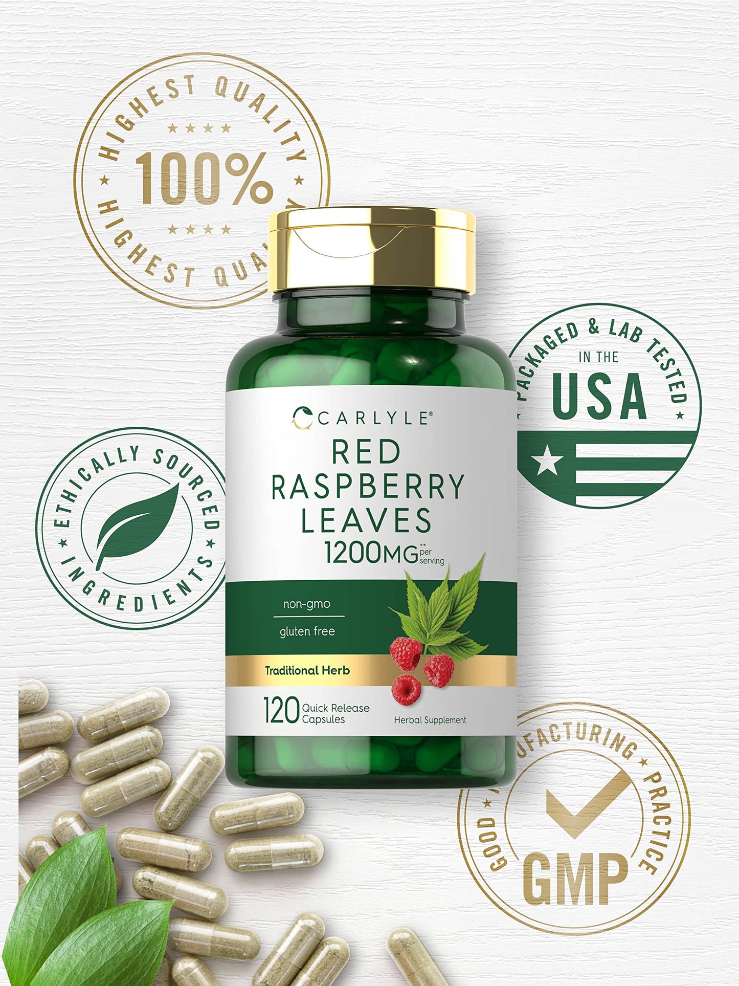 Carlyle Red Raspberry Leaf Capsules 120 Count