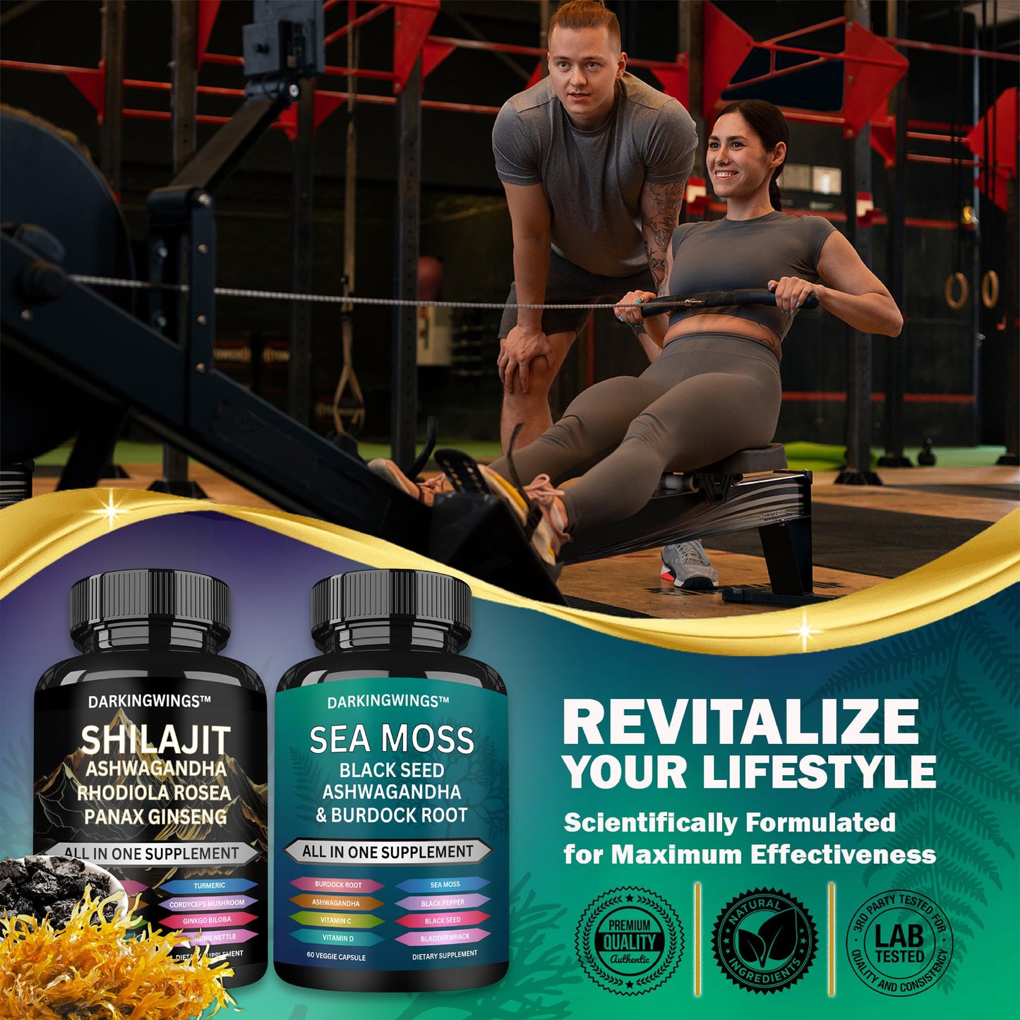Darkingwings Shilajit and Sea Moss Combo Capsules, 60 Capsules