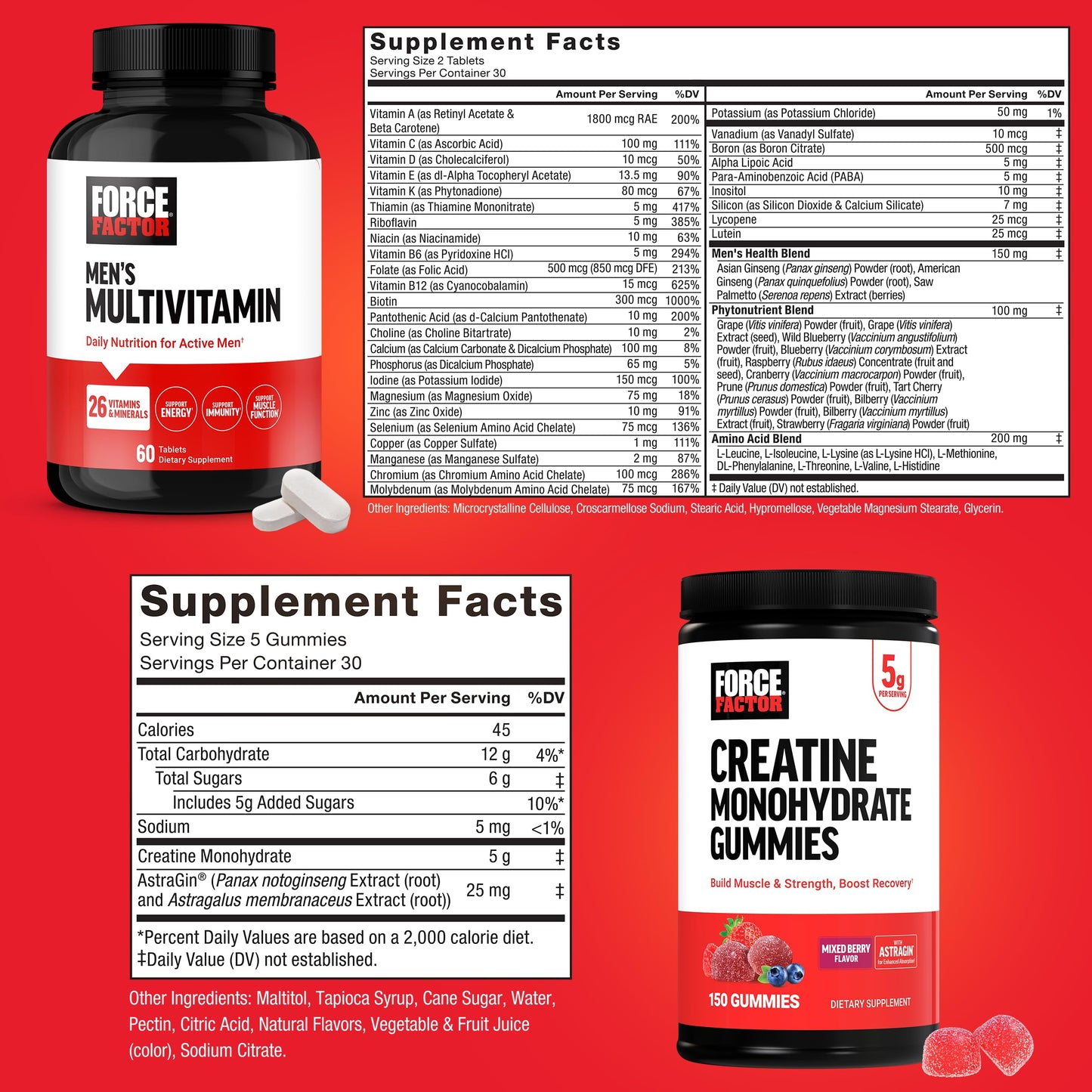Force Factor Creatine Monohydrate Gummies, 5 Grams, 210 Count