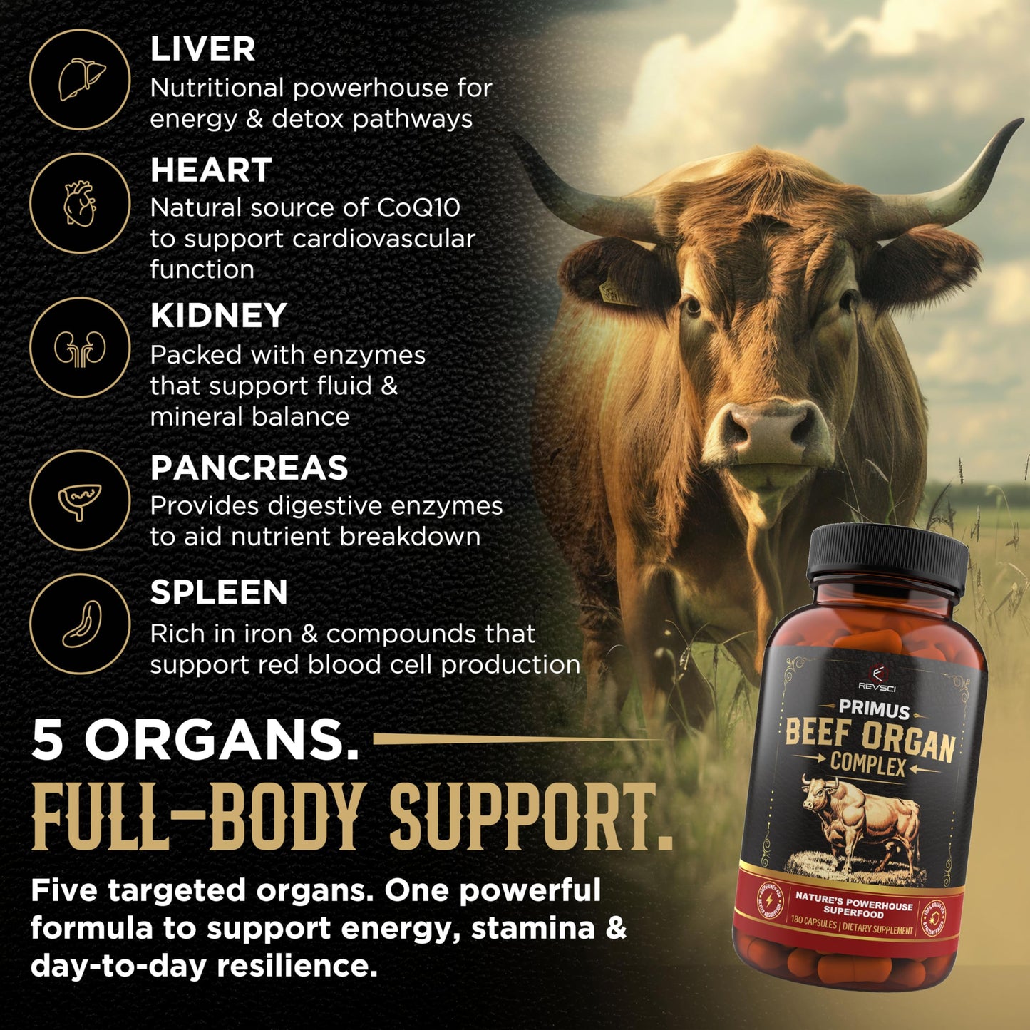 Revolution Science Beef Liver & Organ Capsule 180 Count