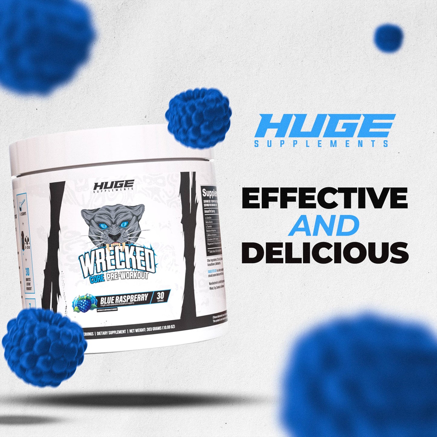 Huge Supplements Wrecked Core All-in-One Pre-Workout Powder, 30 Servings